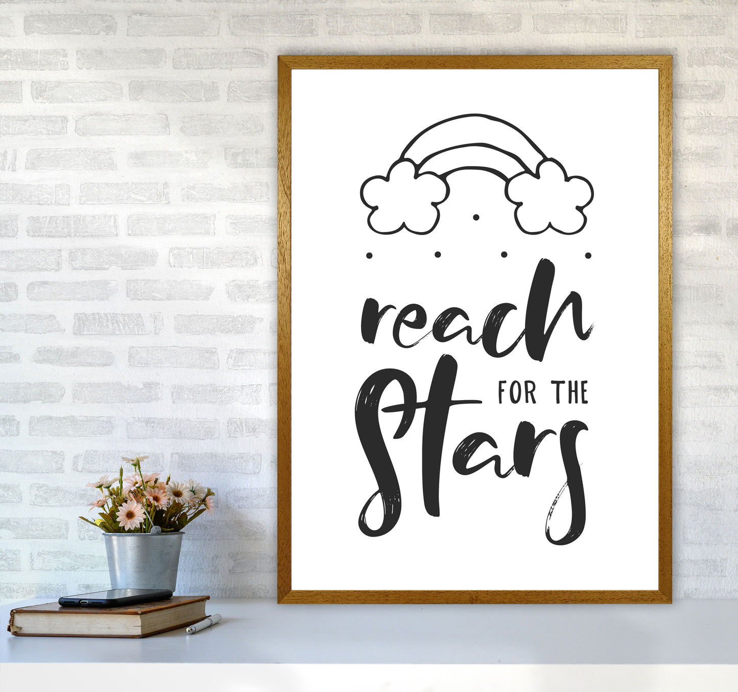 Reach For The Stars Black Modern Print A1 Print Only