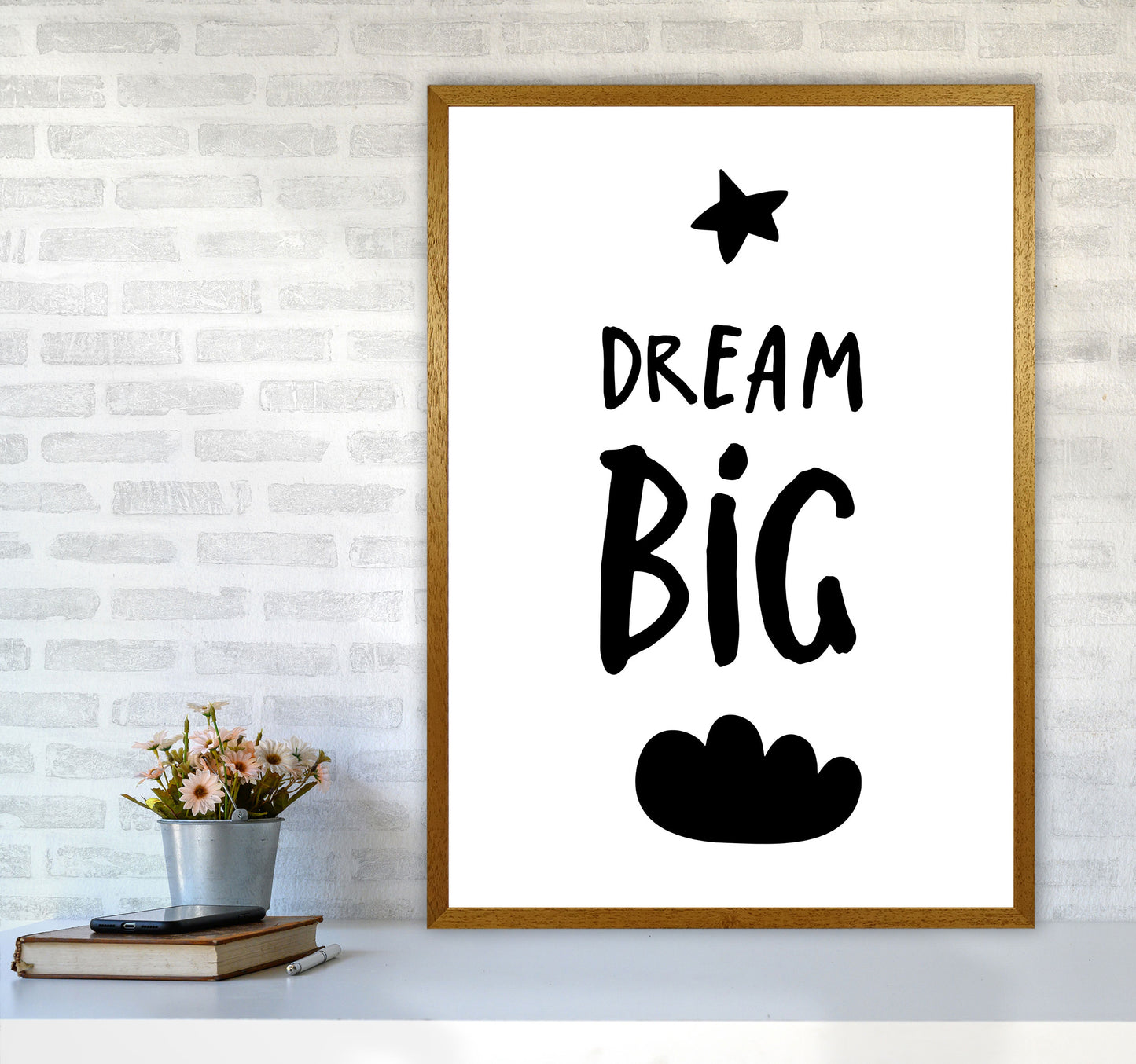 Dream Big Black Framed Typography Wall Art Print A1 Print Only