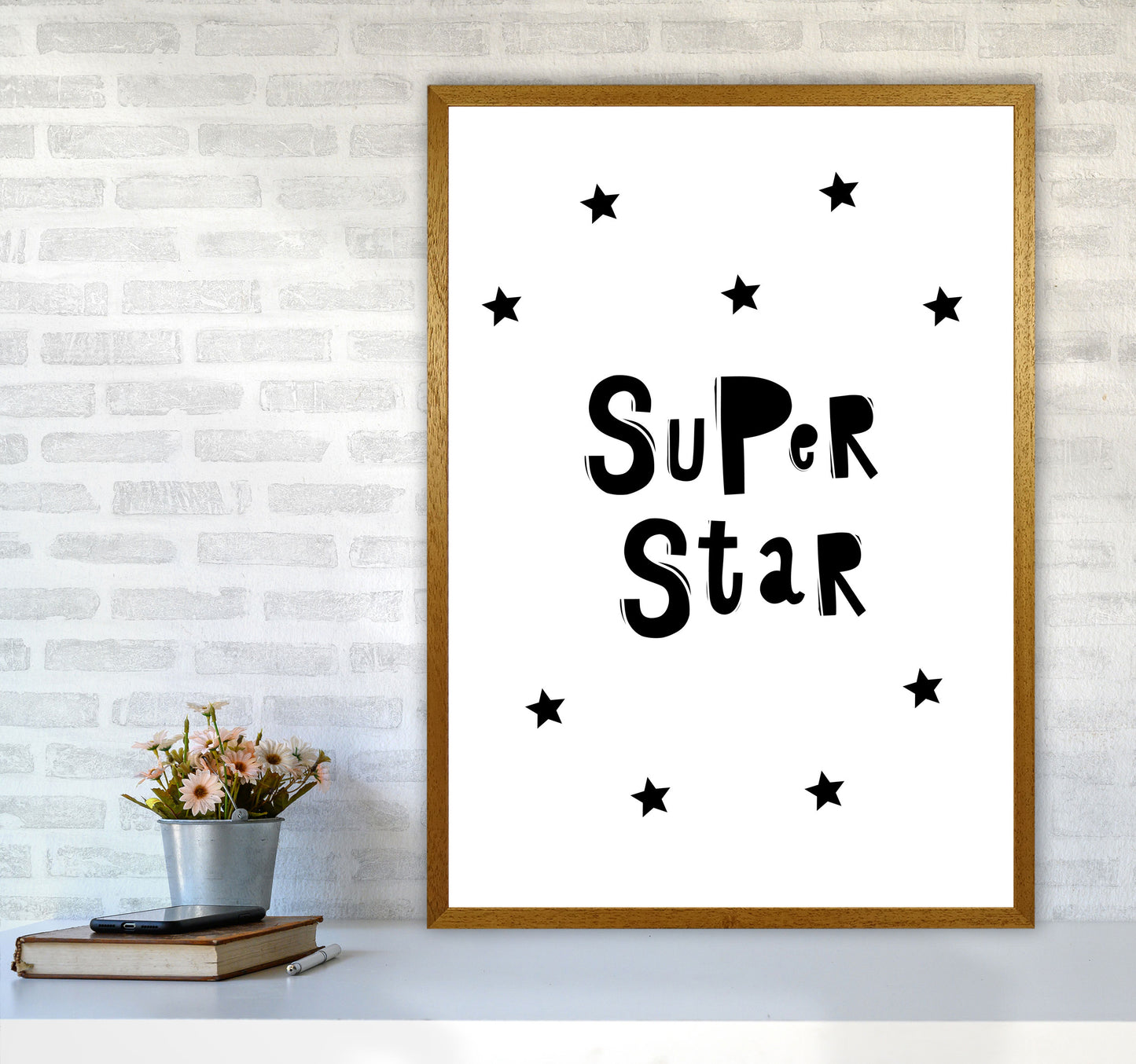 Super Star Scandi Framed Nursey Wall Art Print A1 Print Only