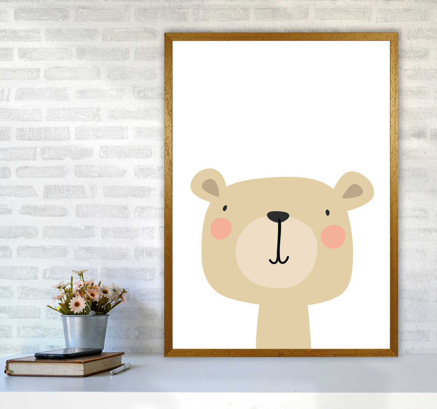 Beige Bear Modern Print Animal Art Print A1 Print Only