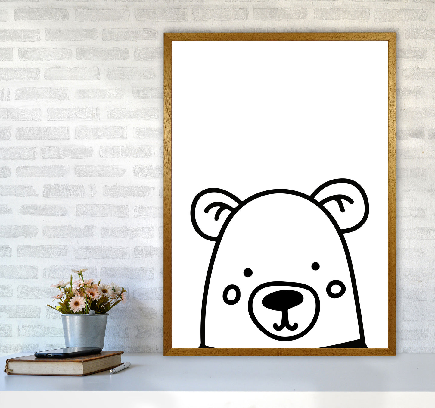 Black And White Bear Modern Print Animal Art Print A1 Print Only