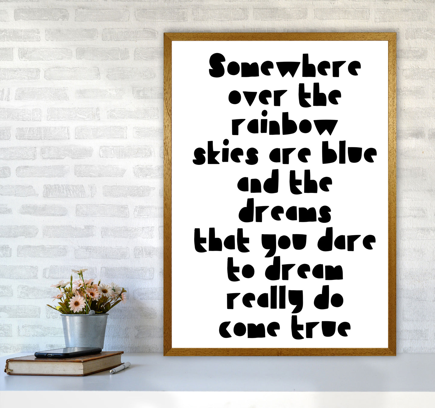 Somewhere Over The Rainbow Black Modern Print A1 Print Only