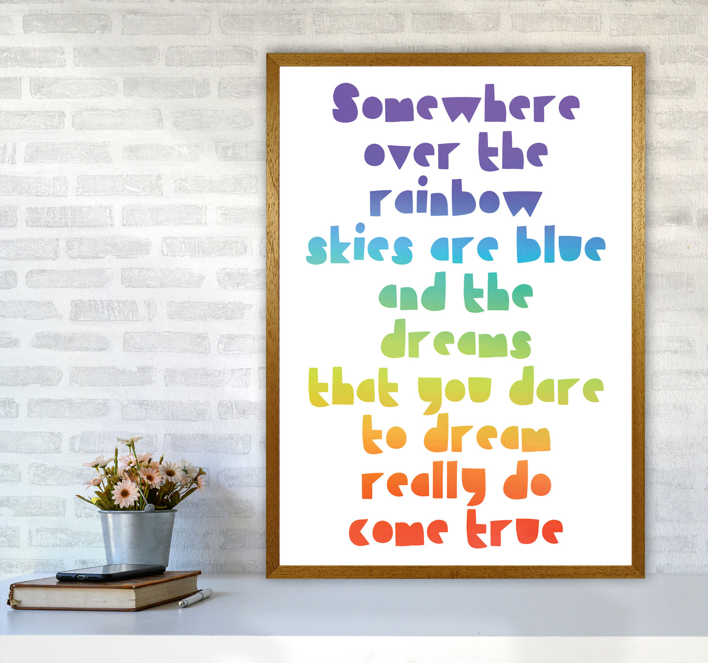 Somewhere Over The Rainbow Multi Modern Print A1 Print Only