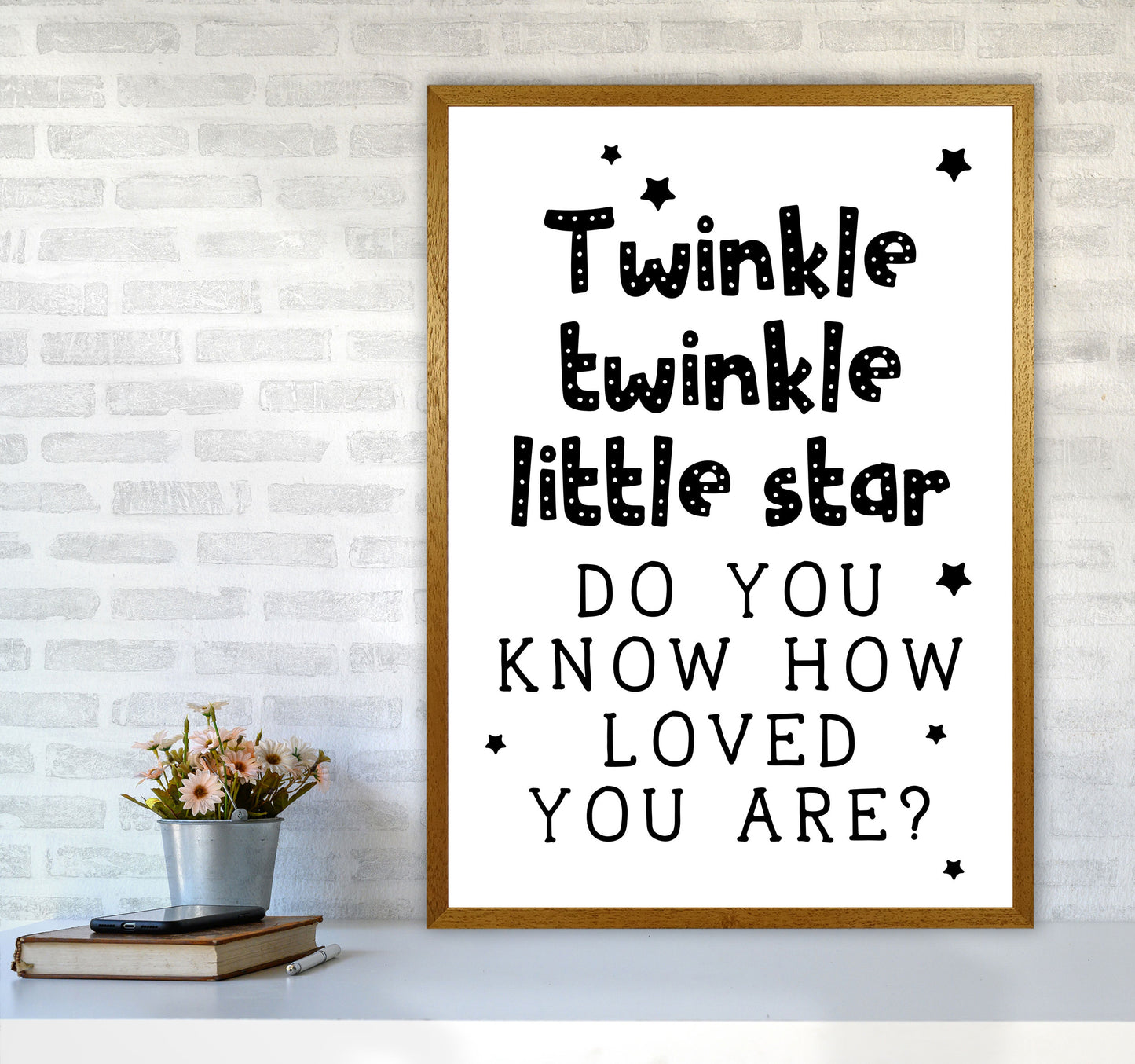 Twinkle Twinkle Little Star Black Framed Nursey Wall Art Print A1 Print Only