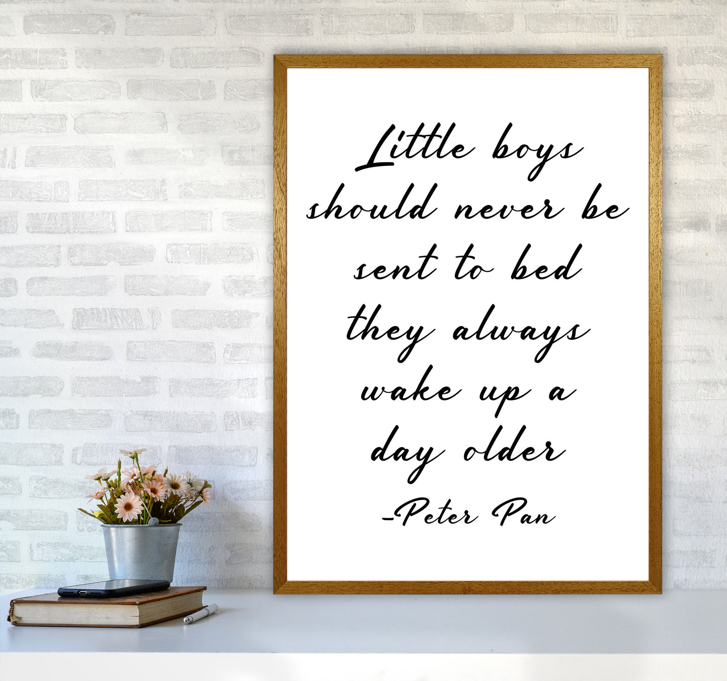 Little Boys Peter Pan Quote Framed Nursey Wall Art Print A1 Print Only