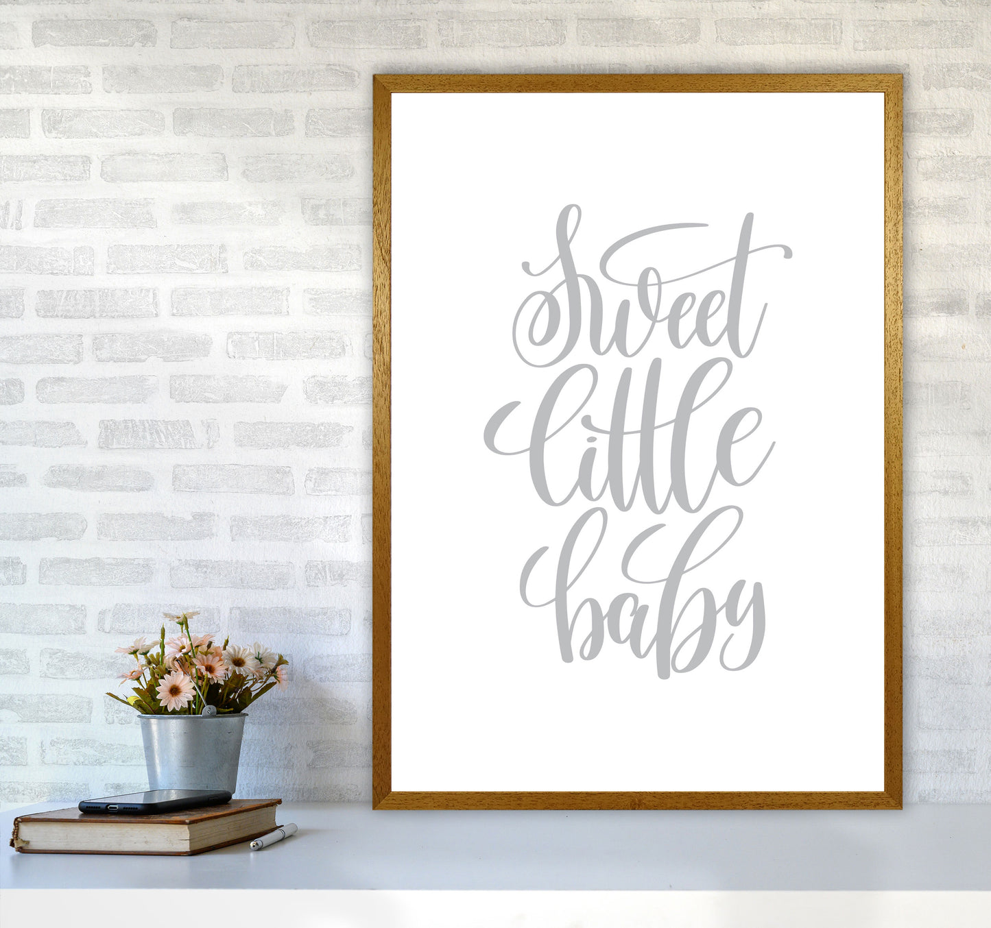 Sweet Little Baby Grey Framed Nursey Wall Art Print A1 Print Only