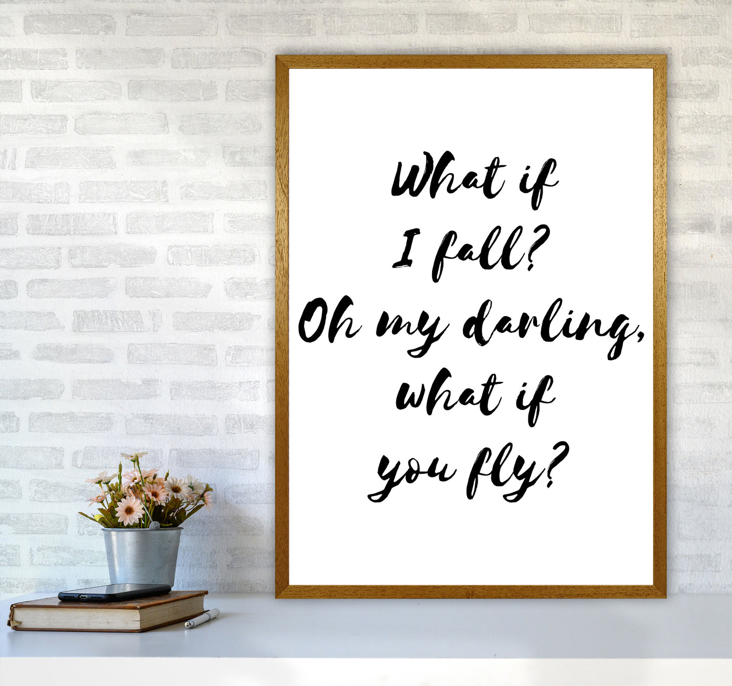 What If I Fall? Black Modern Print A1 Print Only