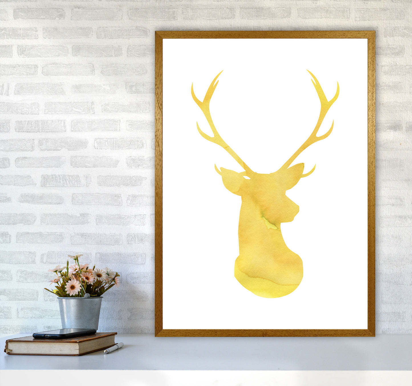 Stags Head Watercolour Modern Print Animal Art Print A1 Print Only