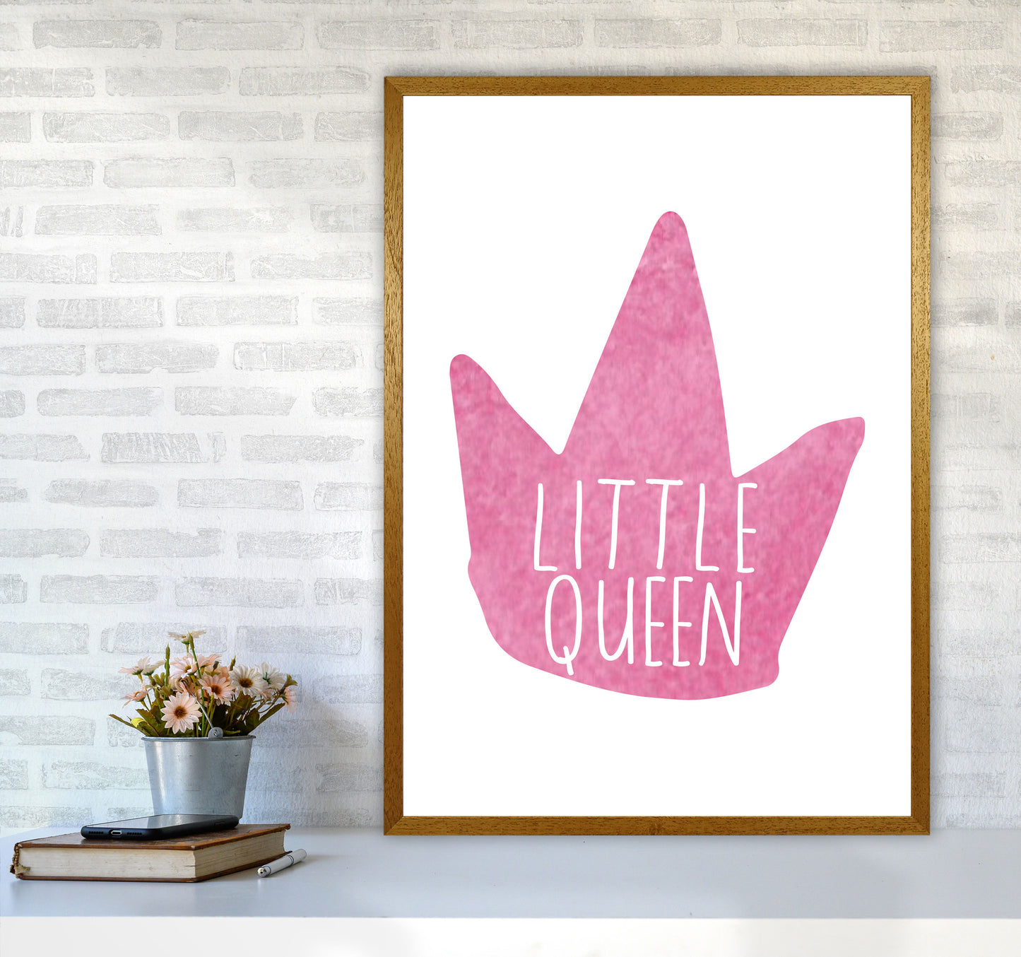 Little Queen Pink Crown Watercolour Modern Print A1 Print Only