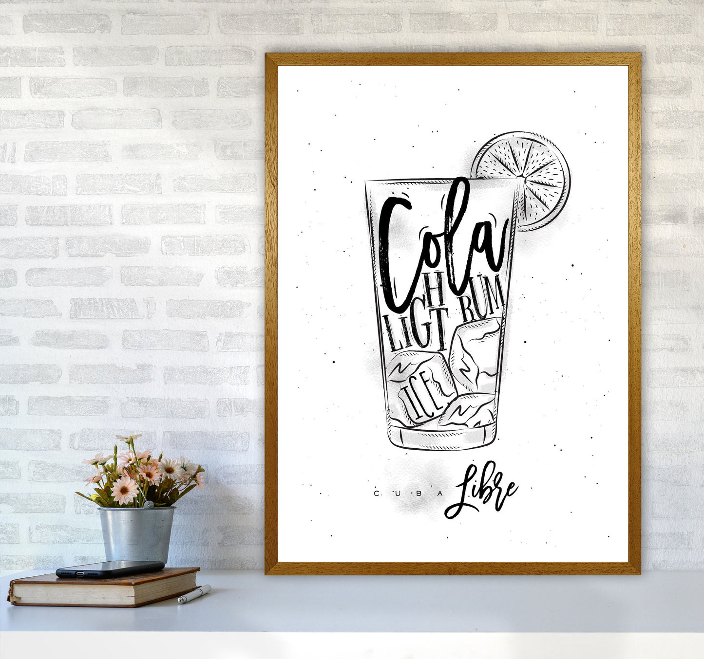 Cuba Libre Cocktail Modern Print, Framed Kitchen Wall Art A1 Print Only