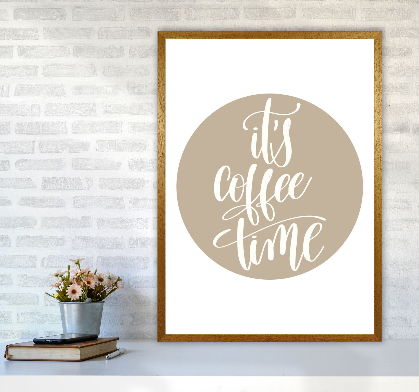 It's Coffee Time Framed Typography Wall Art Print A1 Print Only
