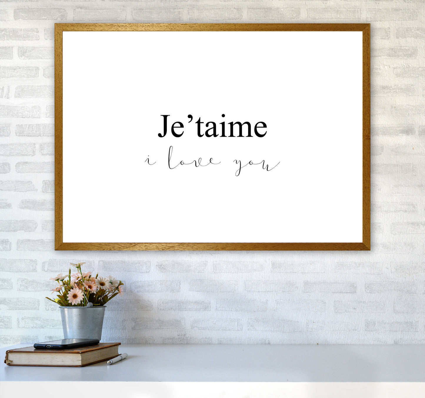 Je'taime Framed Typography Wall Art Print A1 Print Only