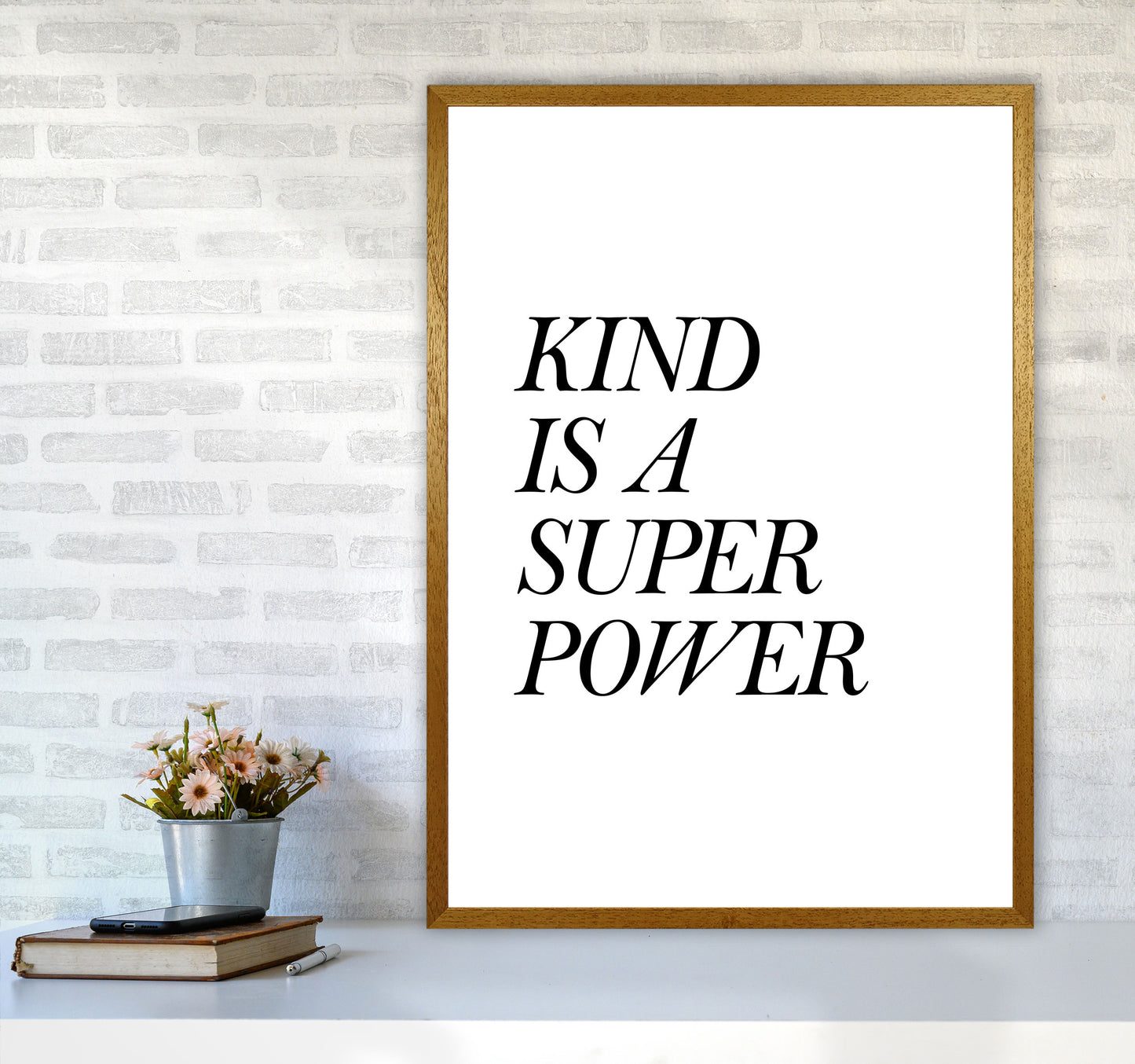 Kind Is A Superpower Framed Typography Wall Art Print A1 Print Only