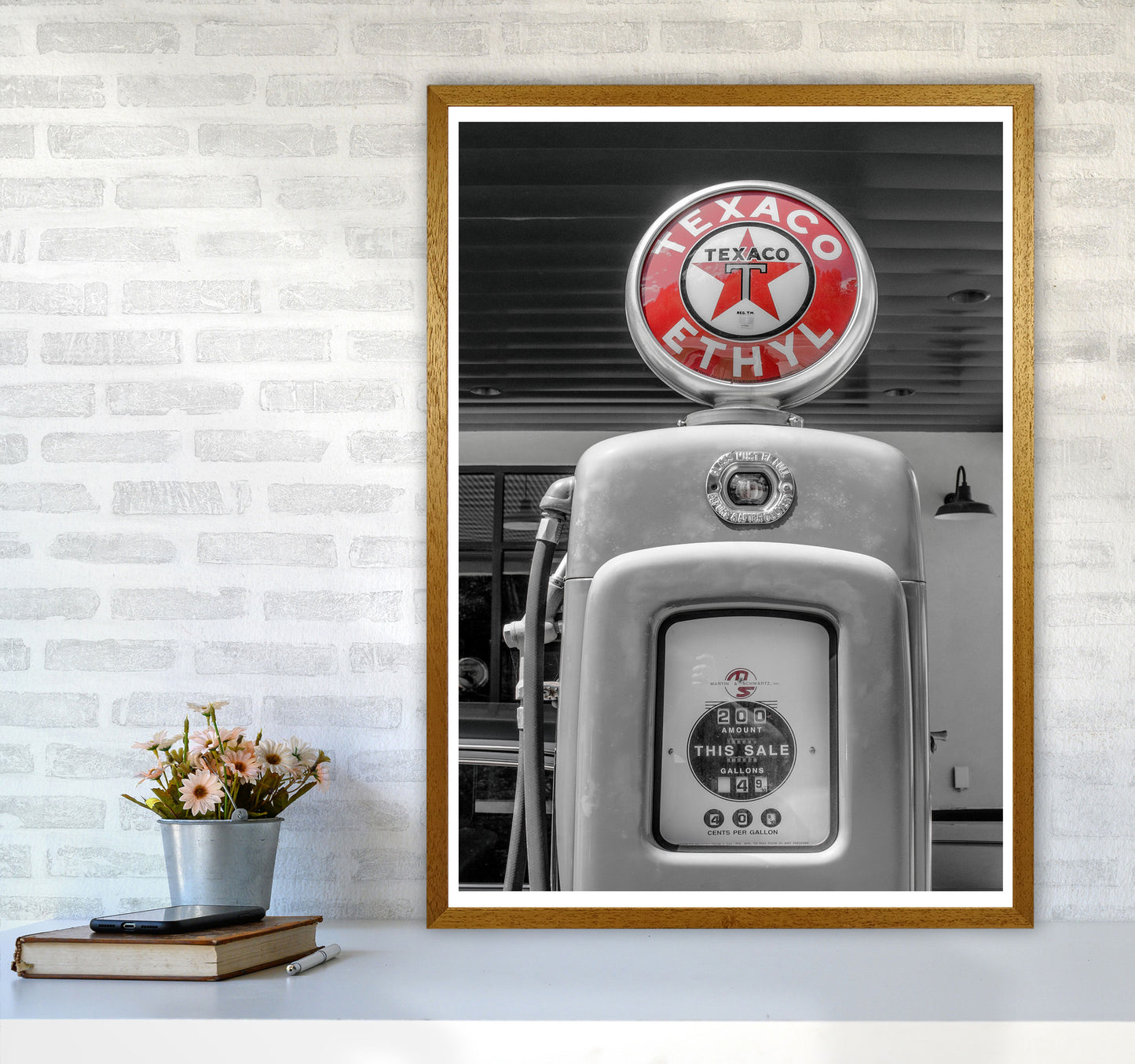 Texaco Gas Pump Modern Print A1 Print Only