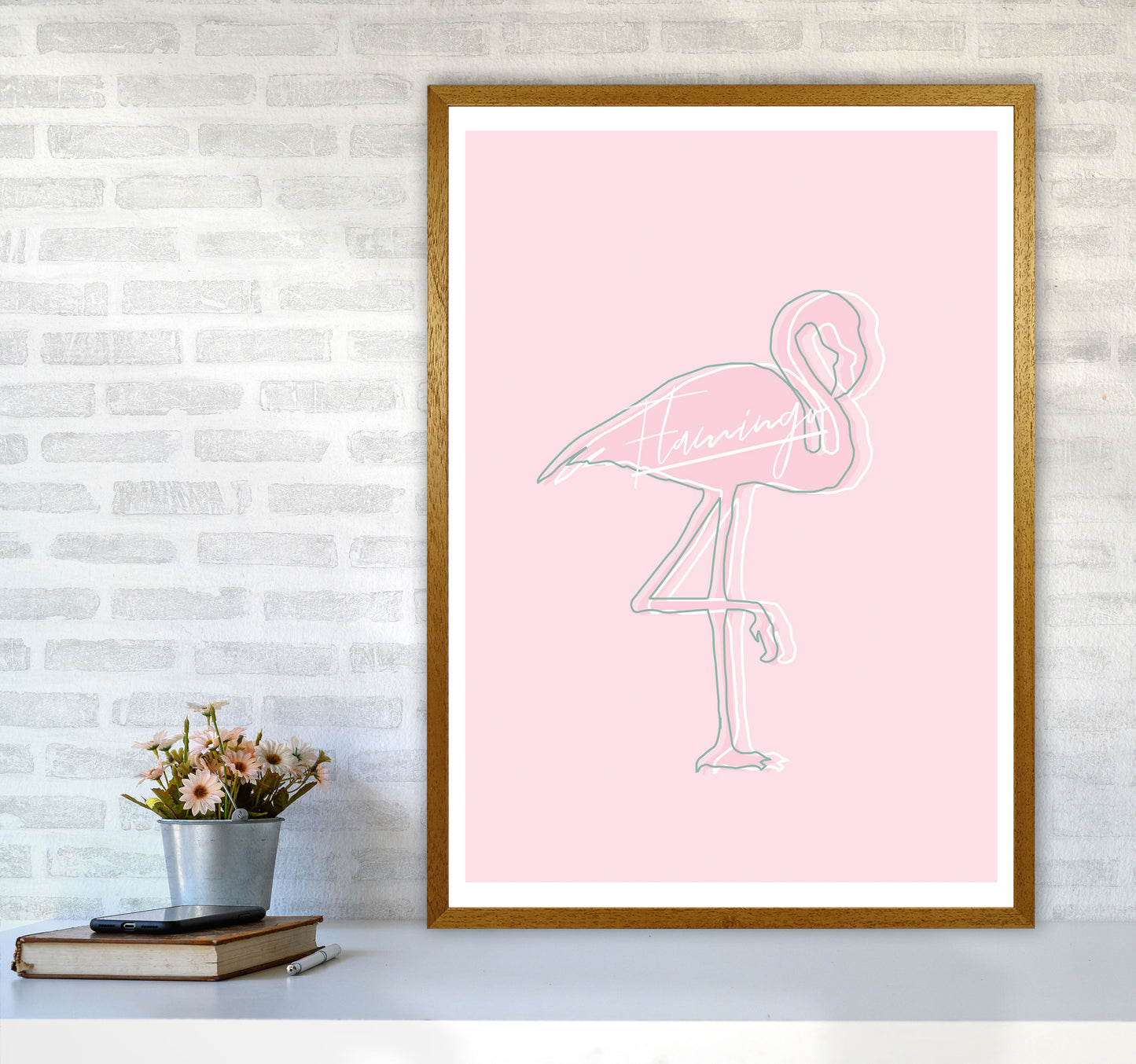 Pink Flamingo Modern Print Animal Art Print A1 Print Only