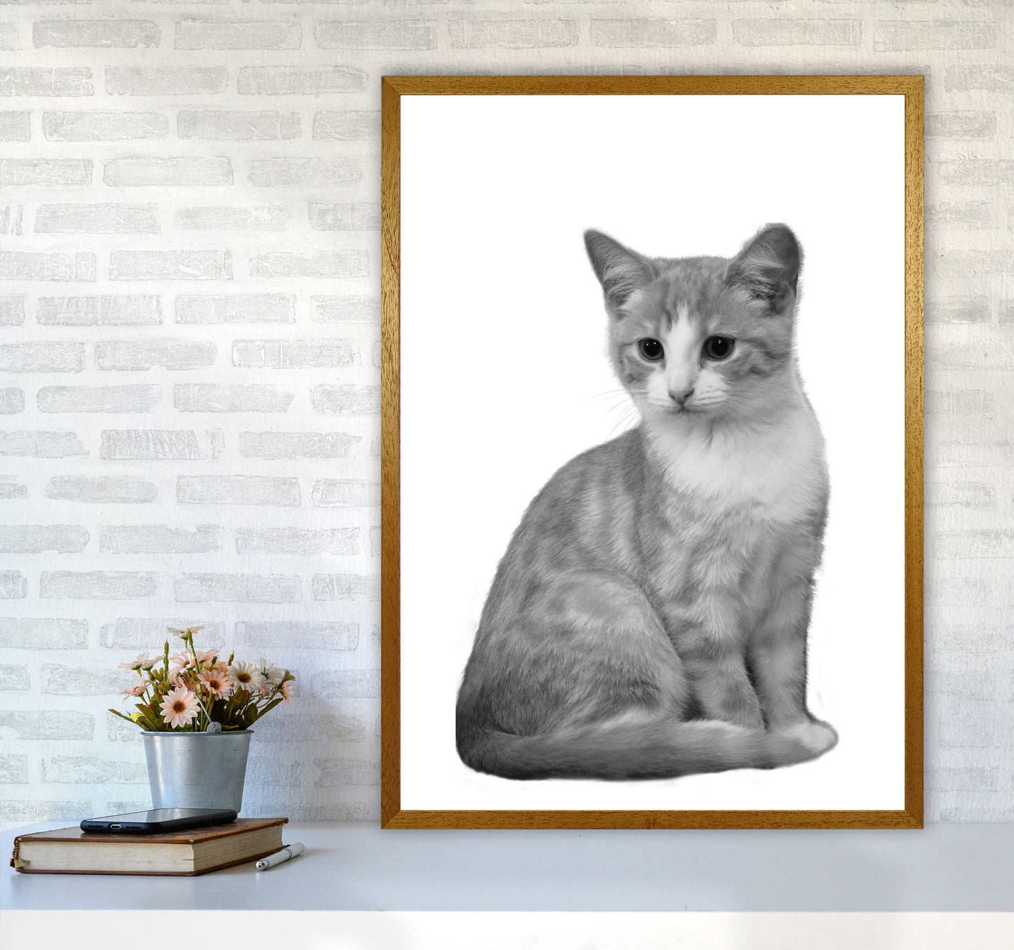Black And White Cat Modern Print Animal Art Print A1 Print Only
