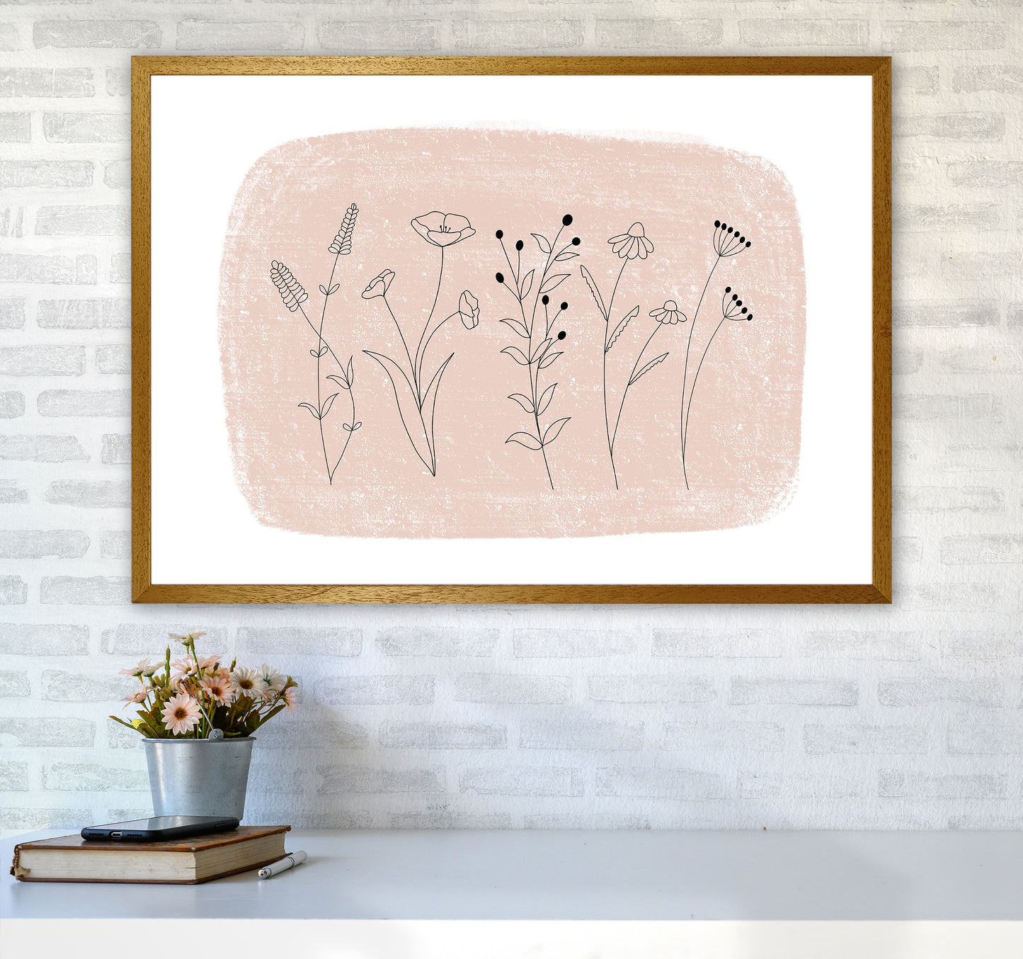 Dalia Chalk Landscape Floral Art Print by Pixy Paper A1 Print Only