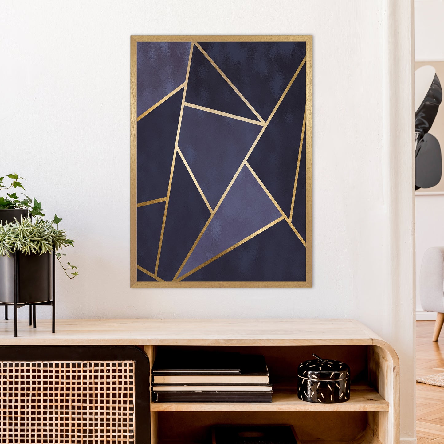 Lux Navy And Gold Geo Print Art Print by Pixy Paper A1 Print Only
