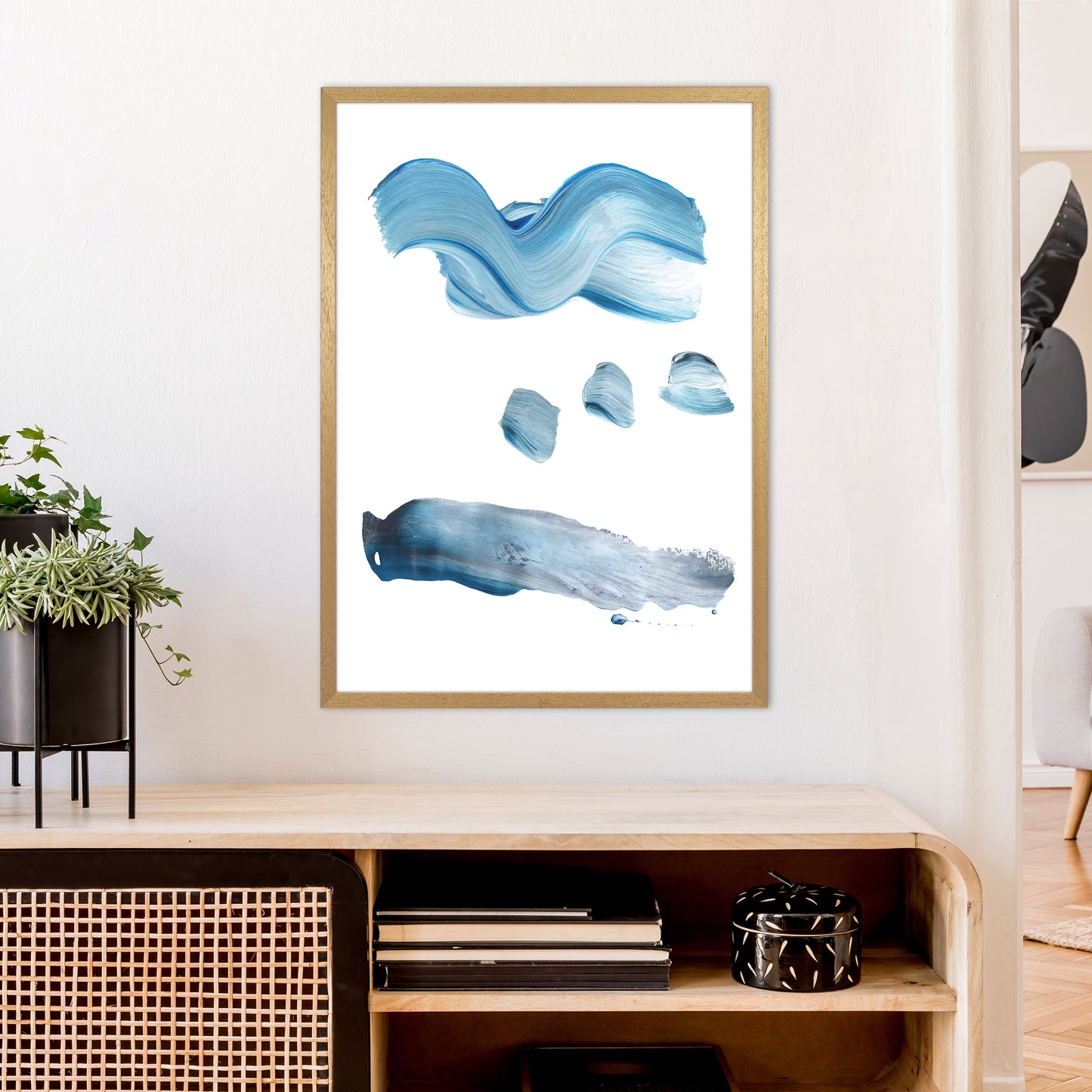 Light Blue Paint Strokes Art Print by Pixy Paper A1 Print Only