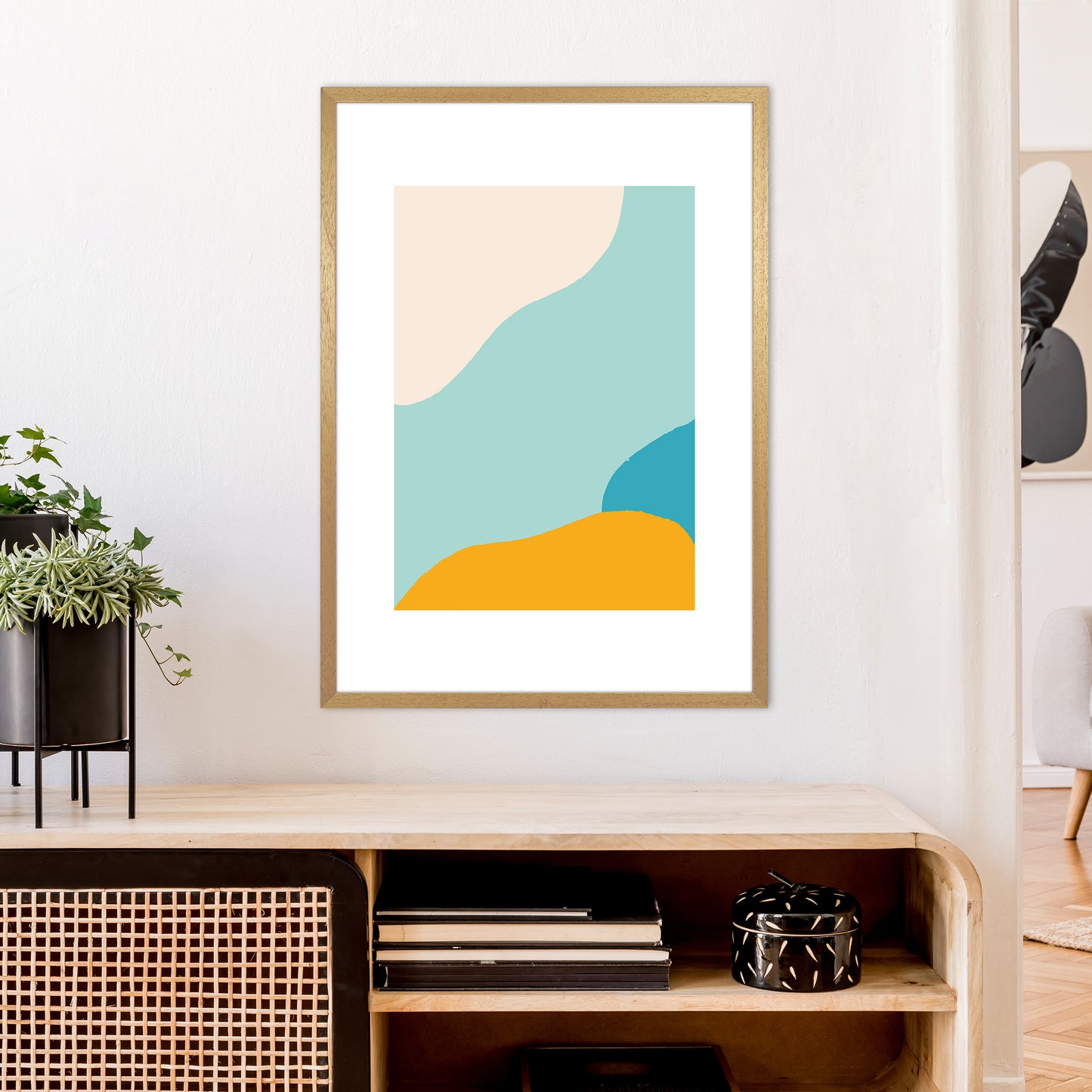 Mita Teal Abstract N18 Art Print by Pixy Paper A1 Print Only