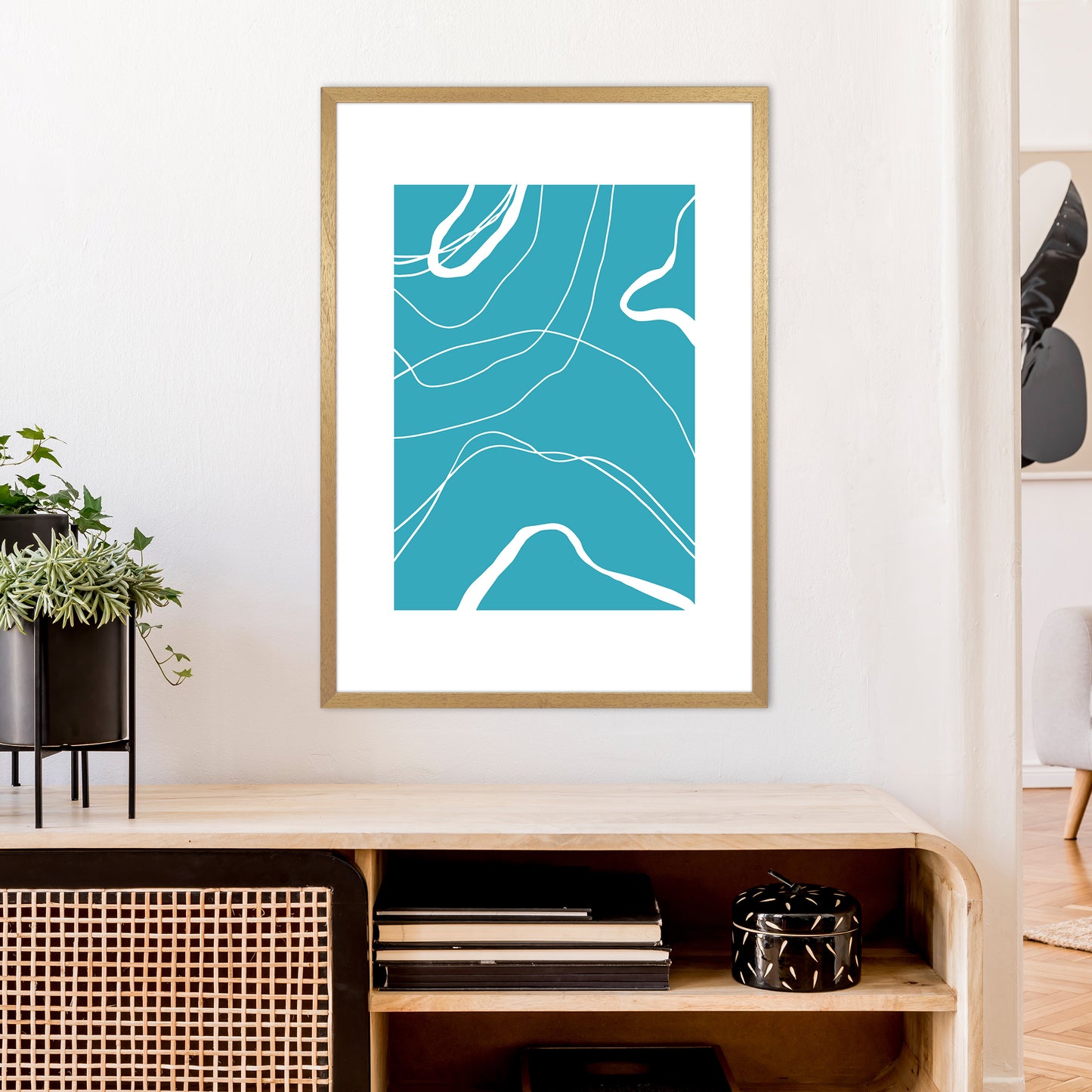 Mita Teal Swirls N13 Art Print by Pixy Paper A1 Print Only