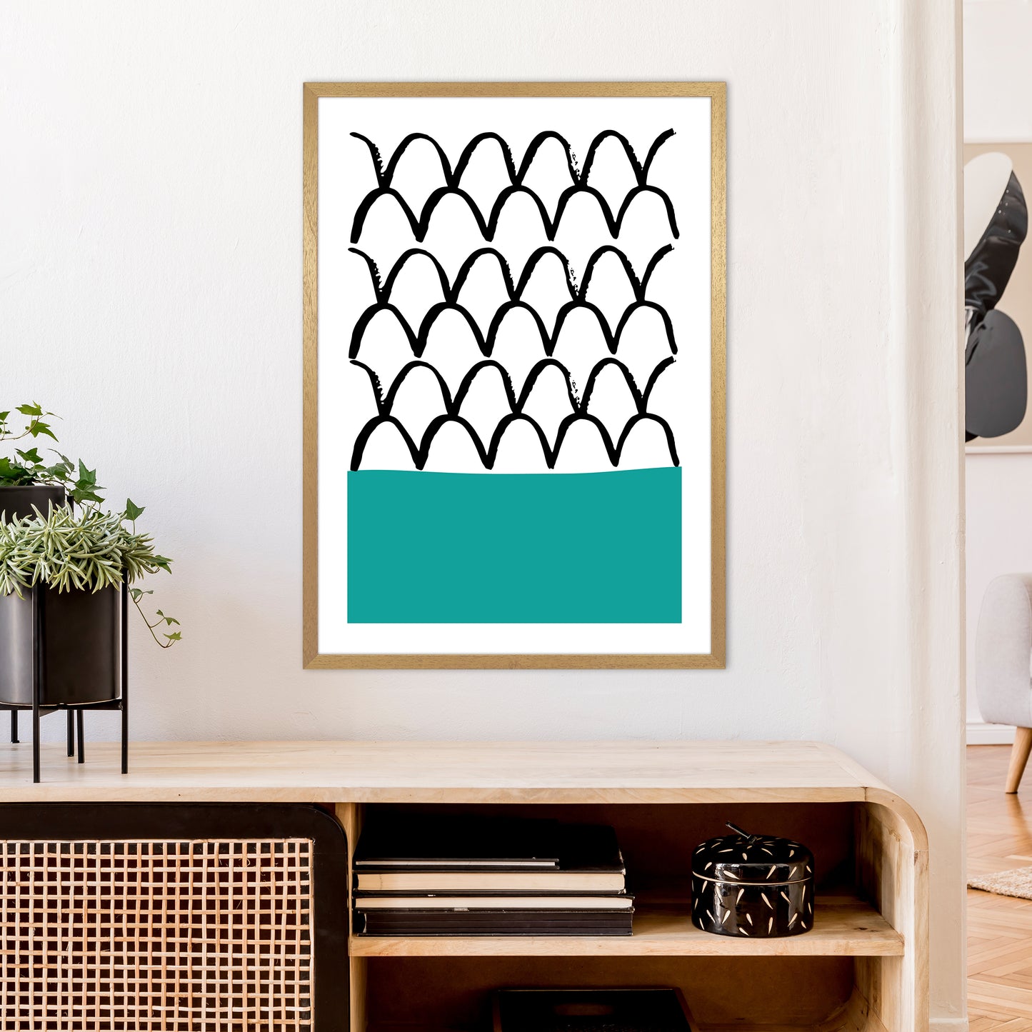 Teal Fishscales Neon Funk Art Print by Pixy Paper A1 Print Only