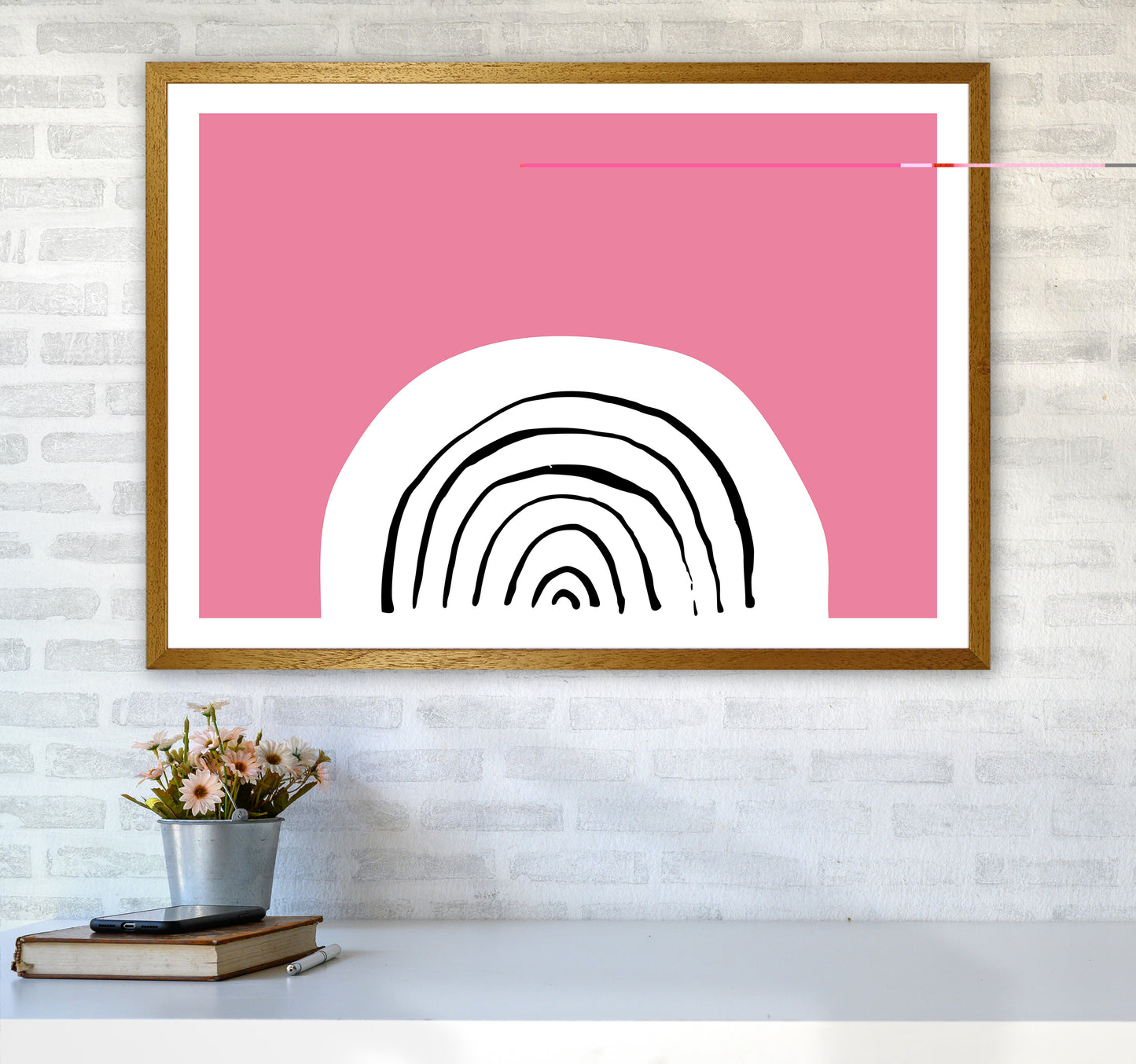 Pink Rainbow Neon Funk Art Print by Pixy Paper A1 Print Only