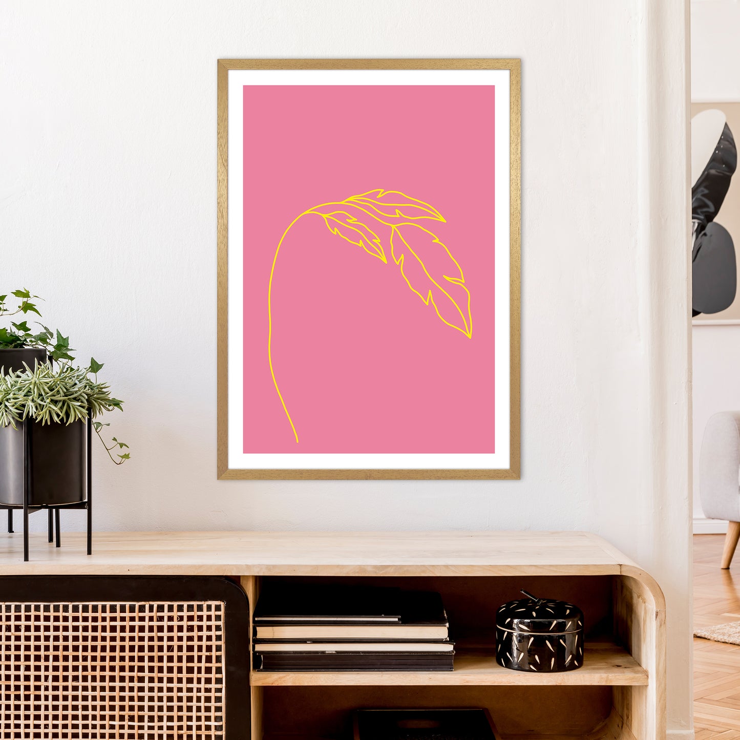 Plant Pink Neon Funk Art Print by Pixy Paper A1 Print Only