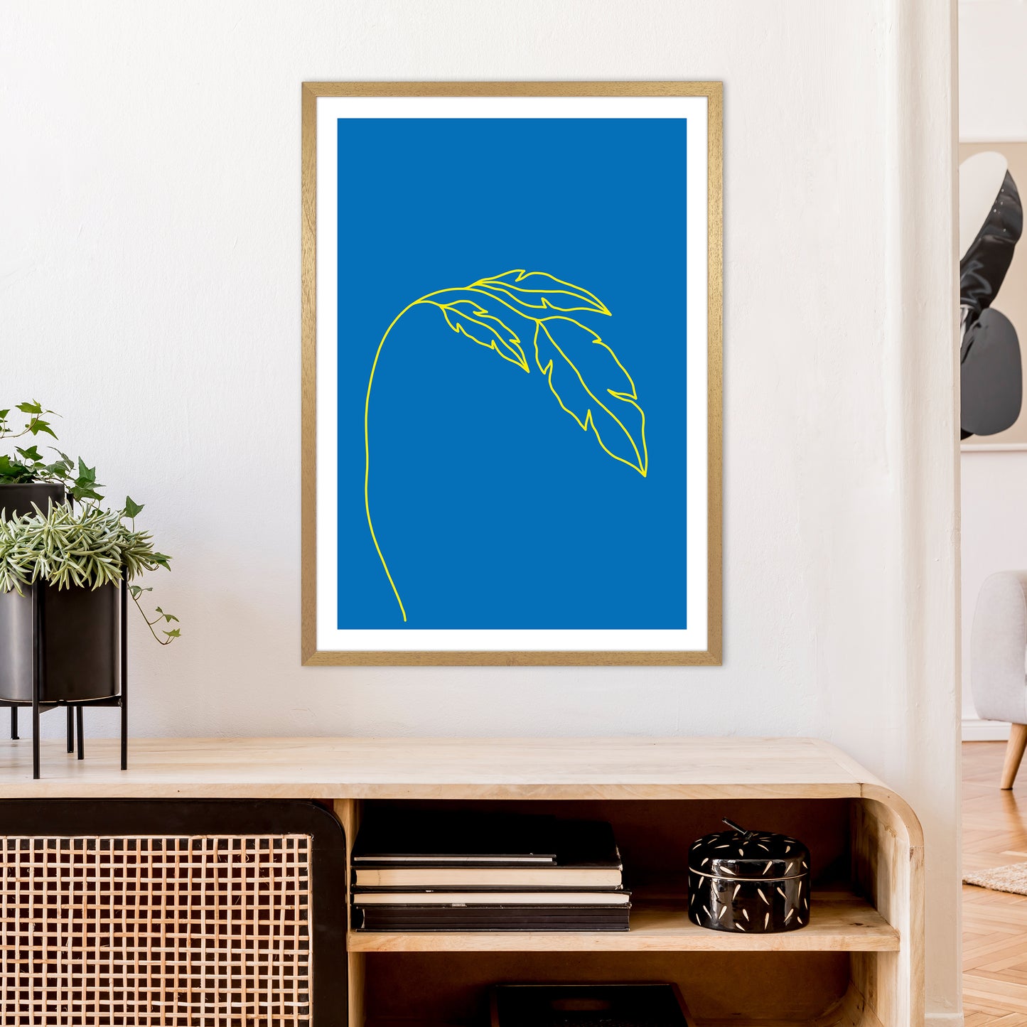 Plant Blue Neon Funk Art Print by Pixy Paper A1 Print Only