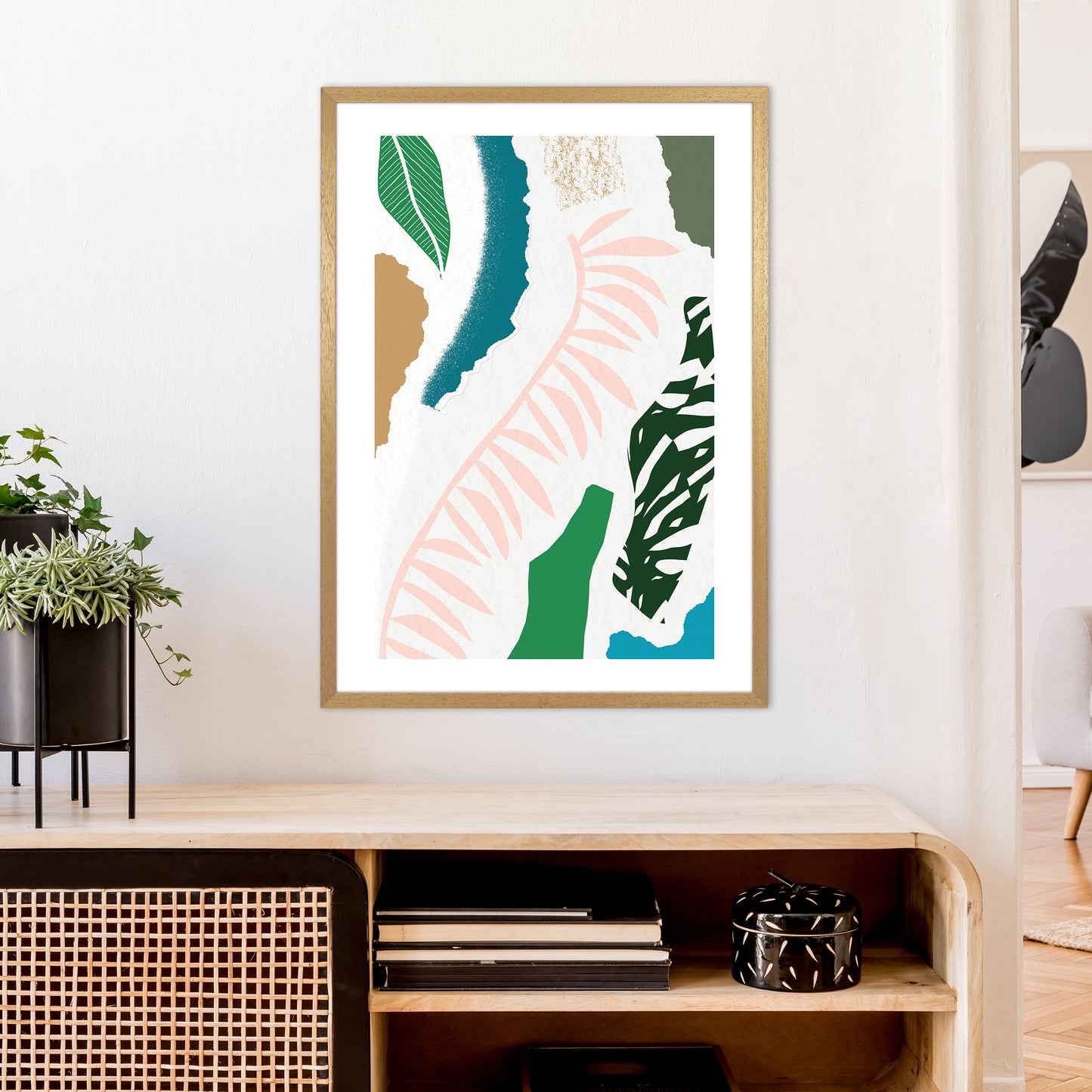 Pink Leaf Jungle Abstract Art Print by Pixy Paper A1 Print Only