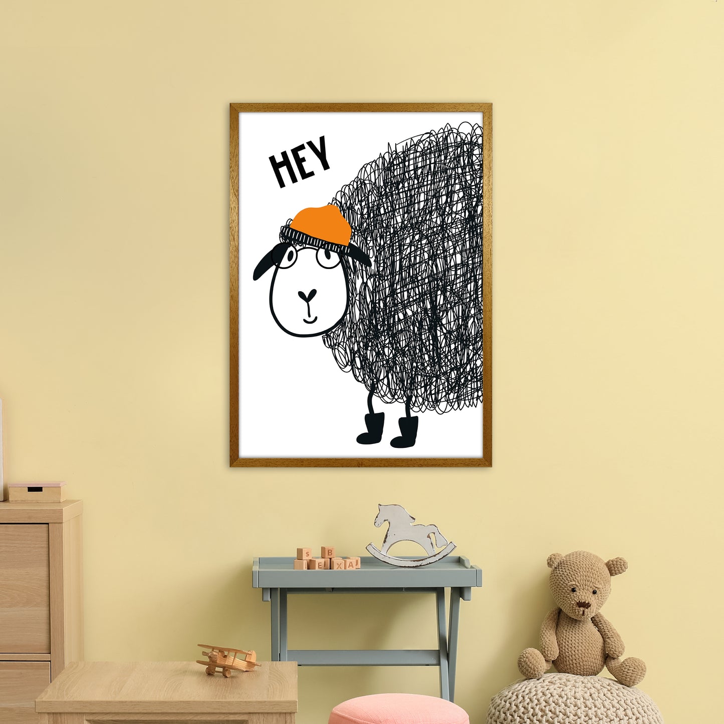 Hey Sheep Animal Art Print by Pixy Paper A1 Print Only