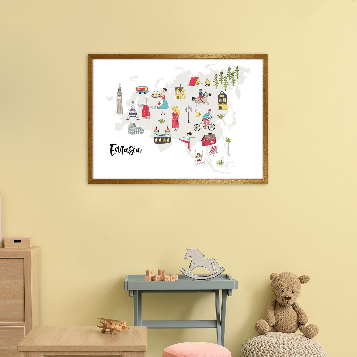 Eurasia Map Art Print by Pixy Paper A1 Print Only