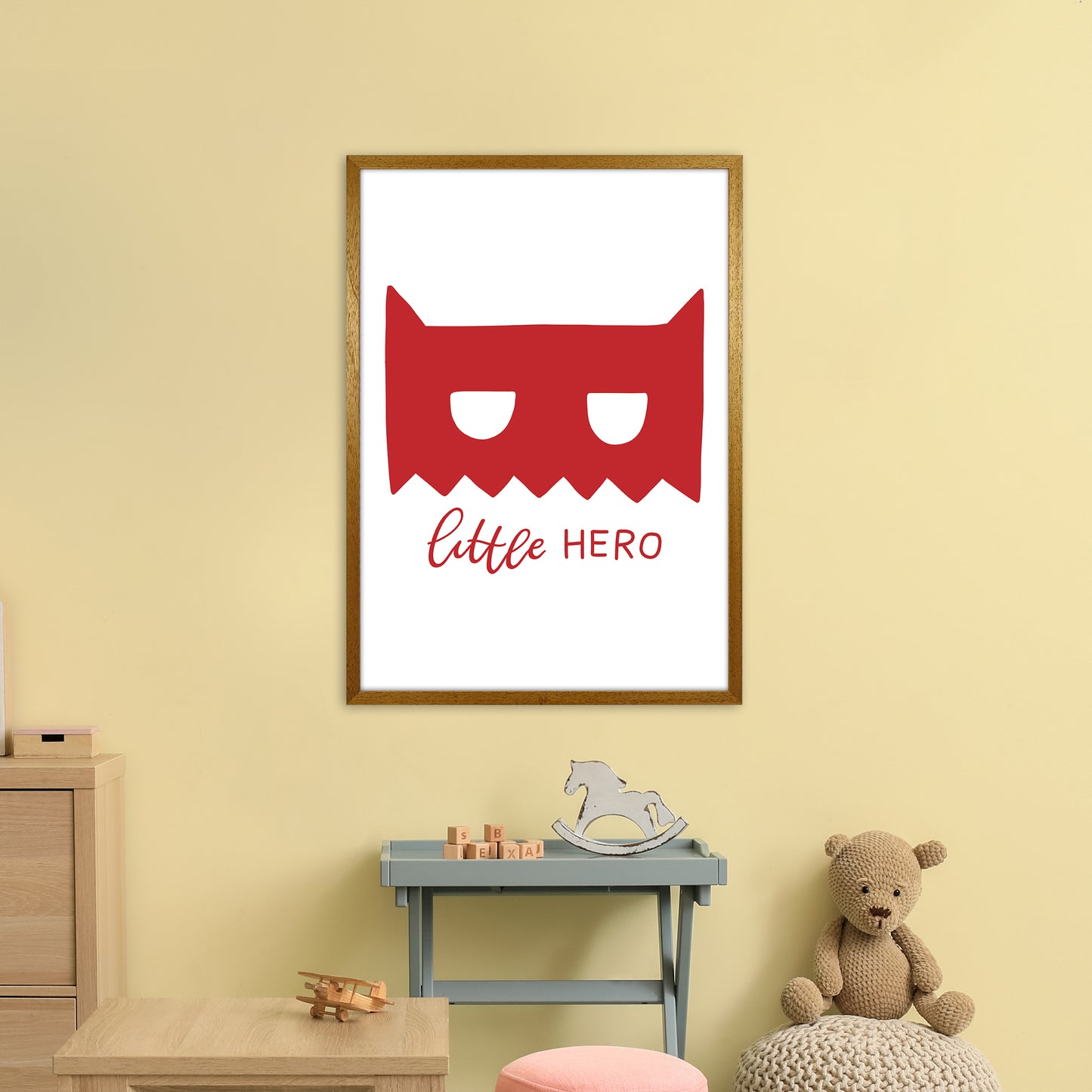 Little Hero Mask Red Super Scandi Art Print by Pixy Paper A1 Print Only