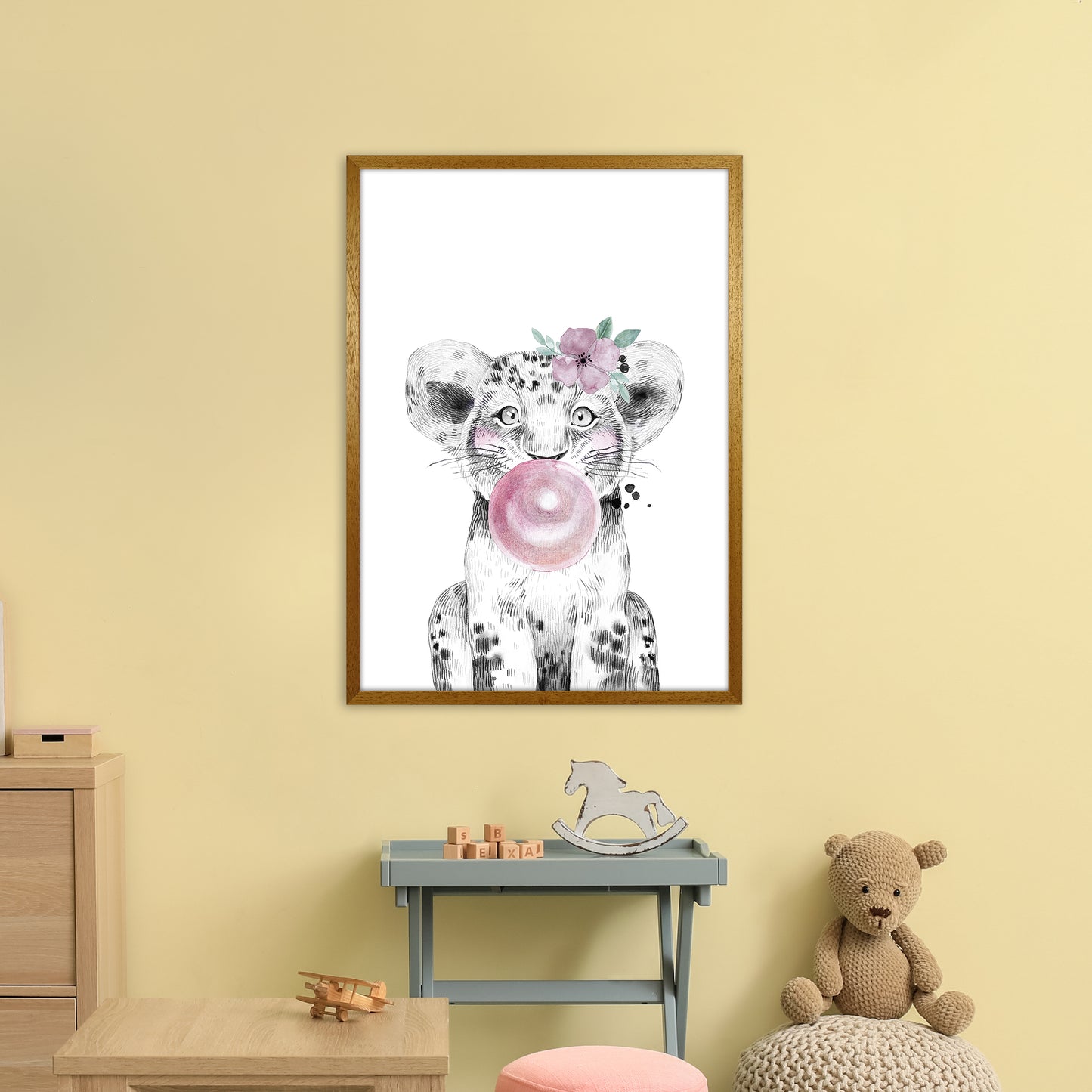 Safari Babies Tiger With Bubble Art Print by Pixy Paper A1 Print Only