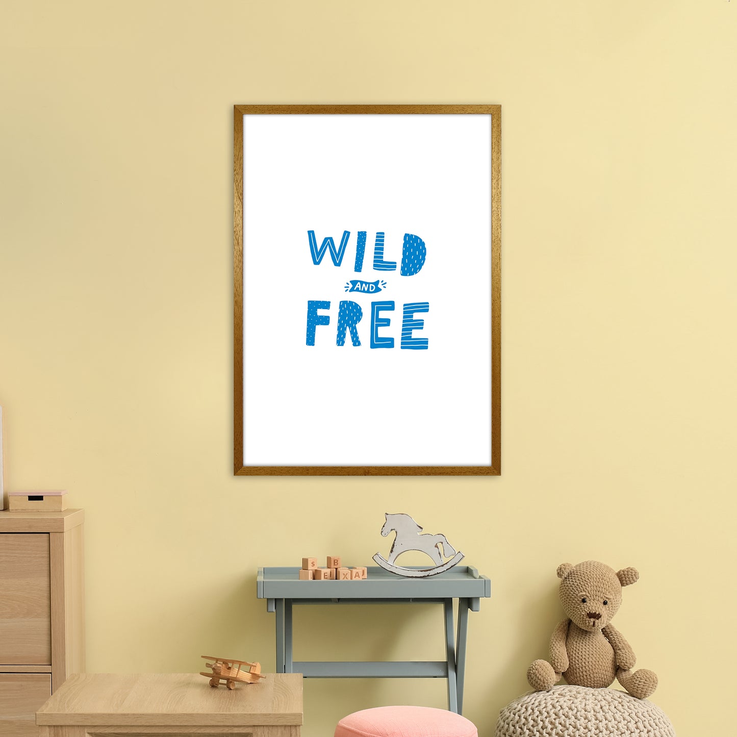 Wild And Free Blue Super Scandi Art Print by Pixy Paper A1 Print Only
