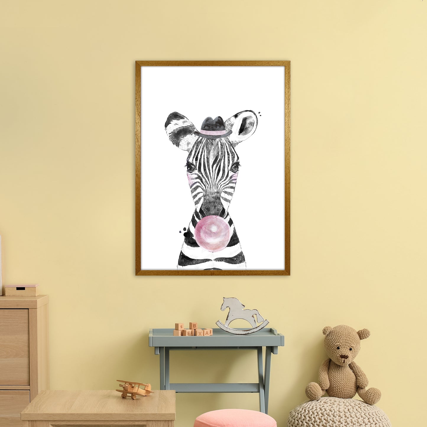 Safari Babies Zebra With Bubble Art Print by Pixy Paper A1 Print Only