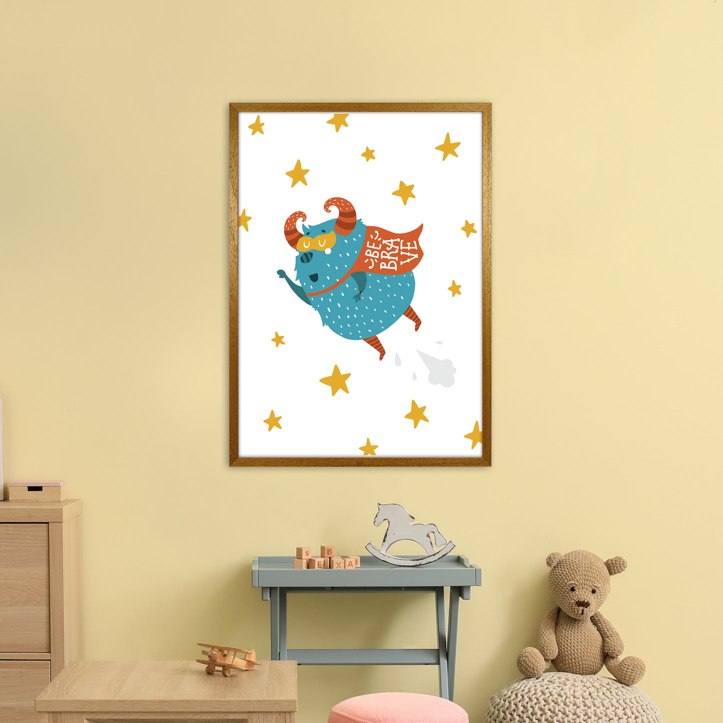 Little Monsters Flying Be Brave Art Print by Pixy Paper A1 Print Only
