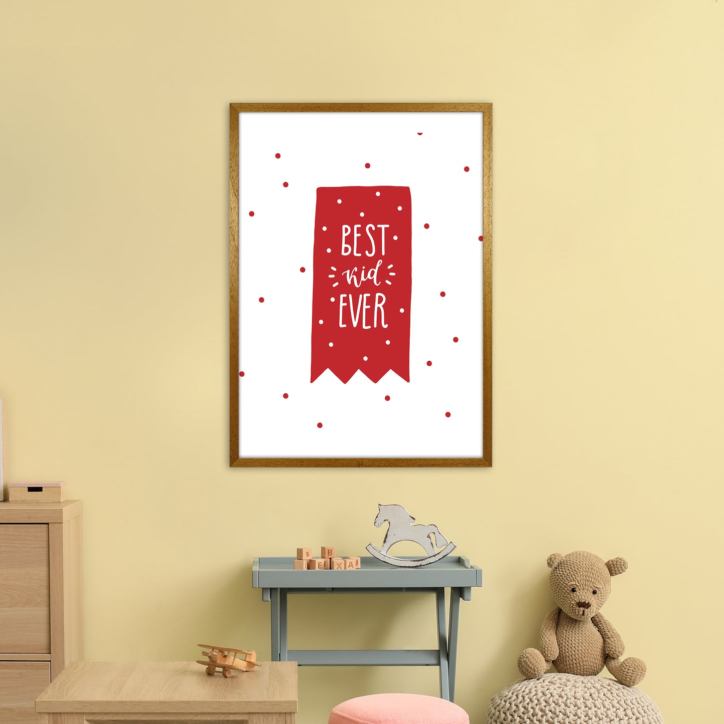 Best Kid Ever Red Super Scandi Art Print by Pixy Paper A1 Print Only