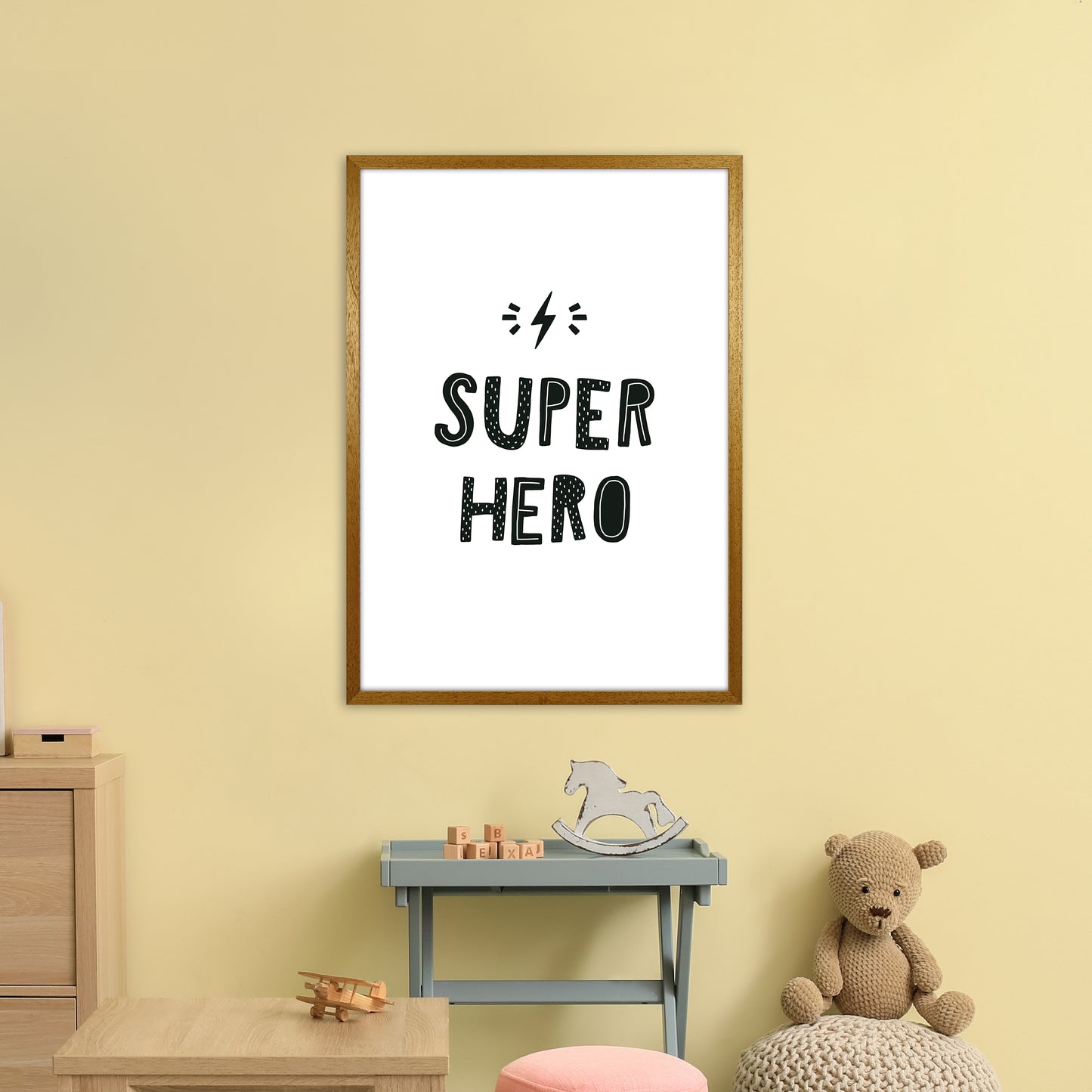 Super Hero Black Super Scandi Art Print by Pixy Paper A1 Print Only