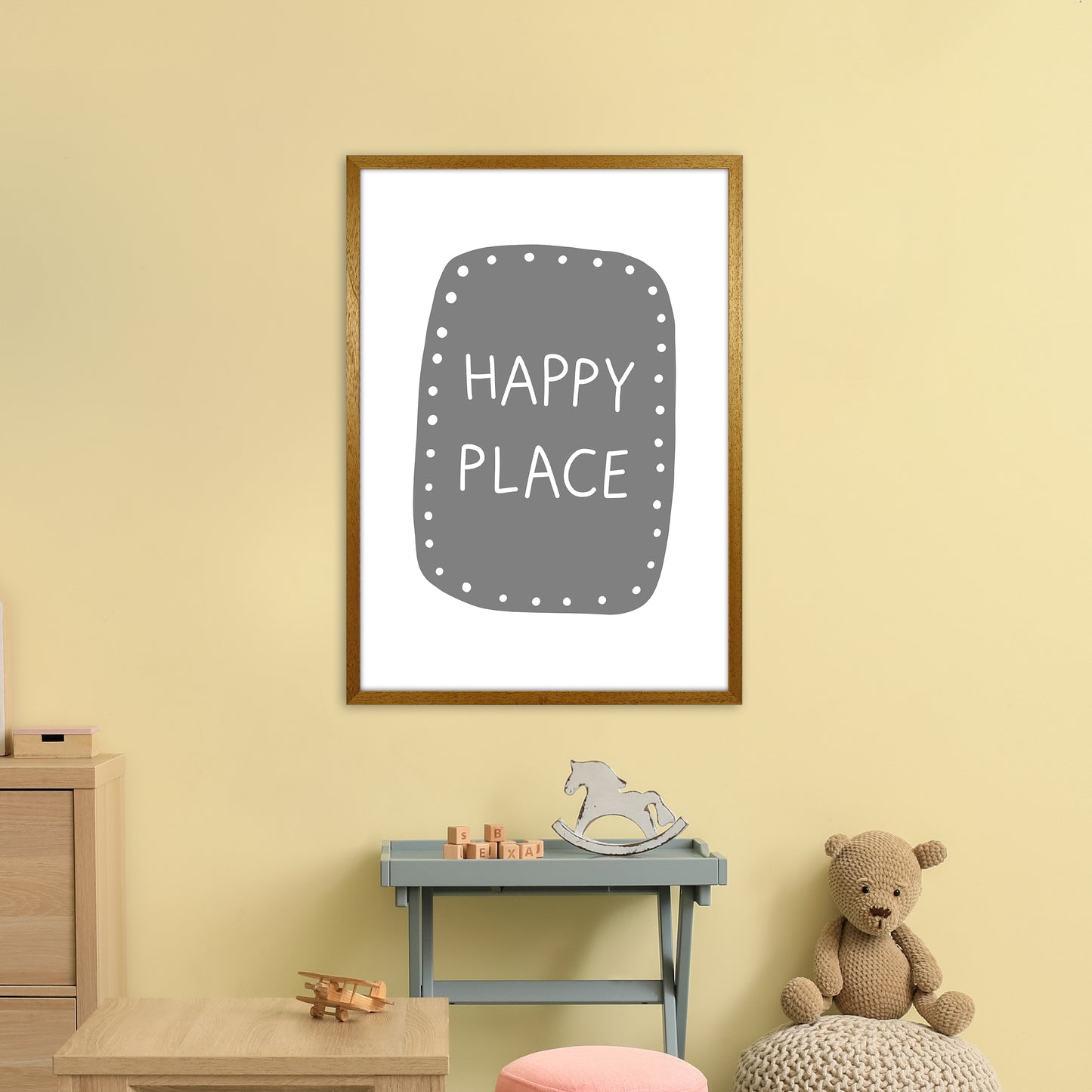 Happy Place Super Scandi Grey Art Print by Pixy Paper A1 Print Only