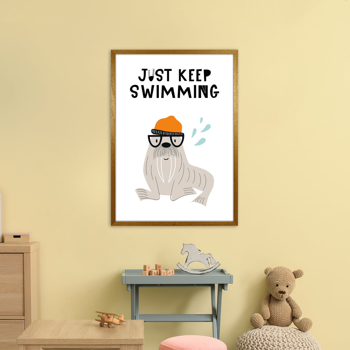 Just Keep Swimming Animal Pop Art Print by Pixy Paper A1 Print Only