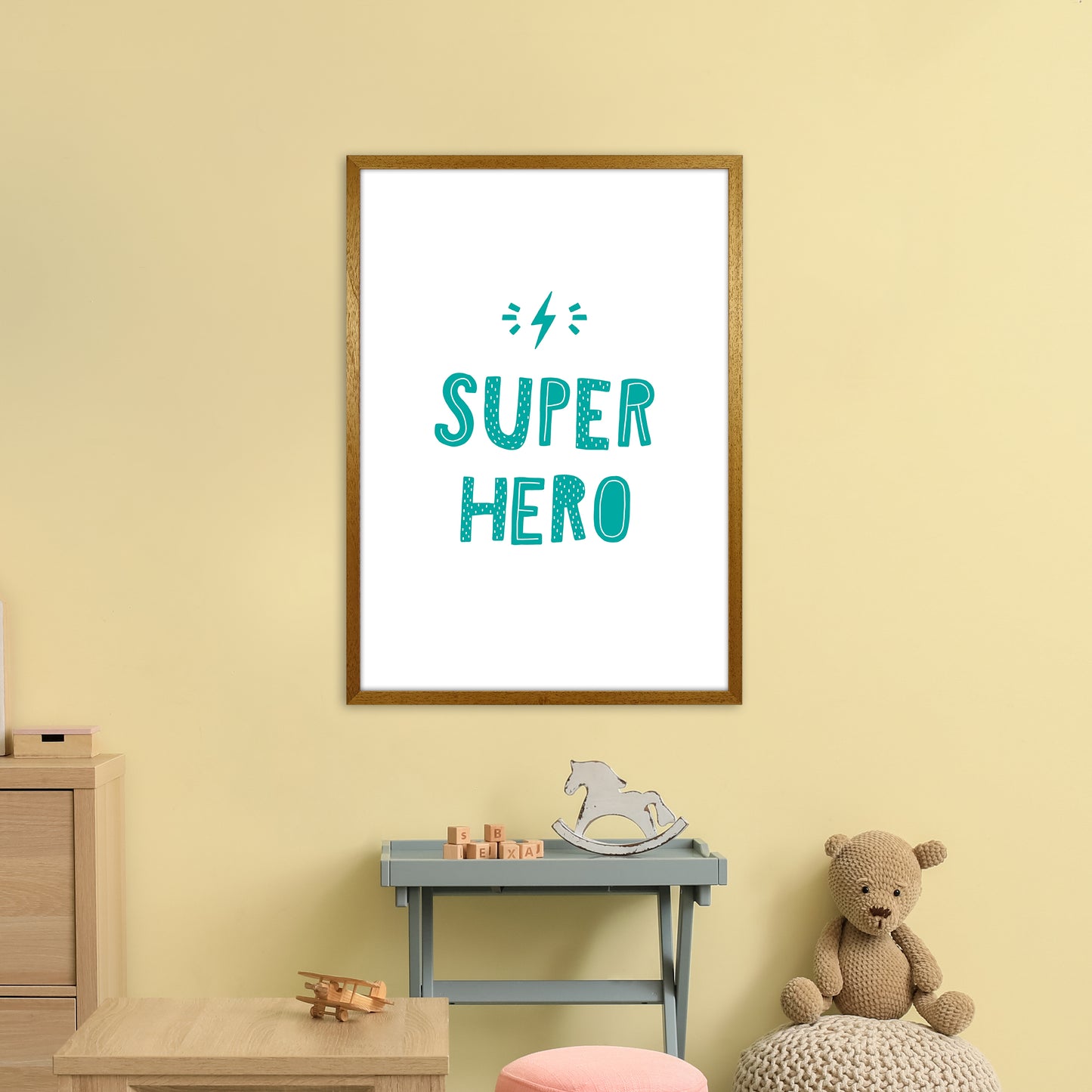 Super Hero Teal Super Scandi Art Print by Pixy Paper A1 Print Only