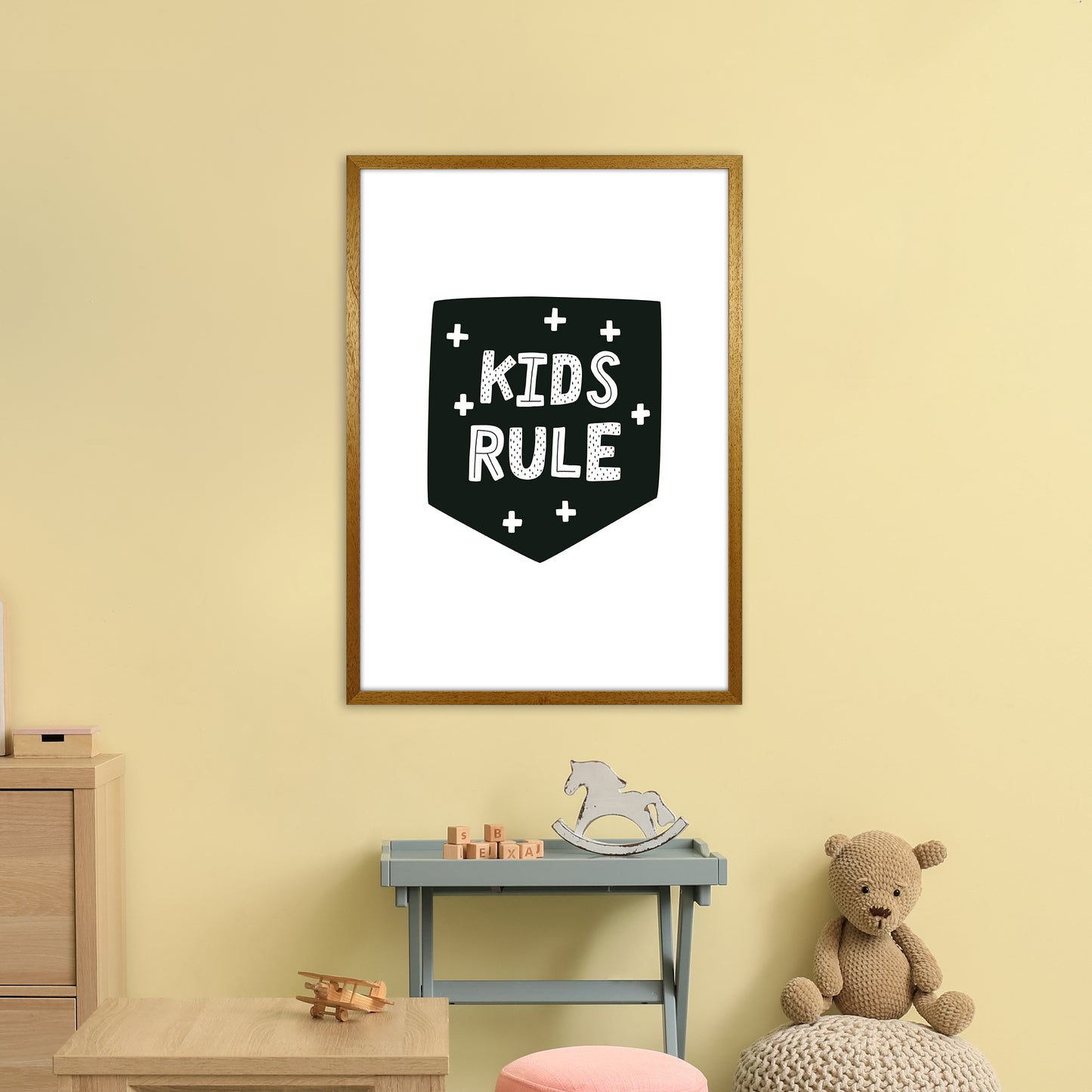Kids Rule Black Super Scandi Art Print by Pixy Paper A1 Print Only