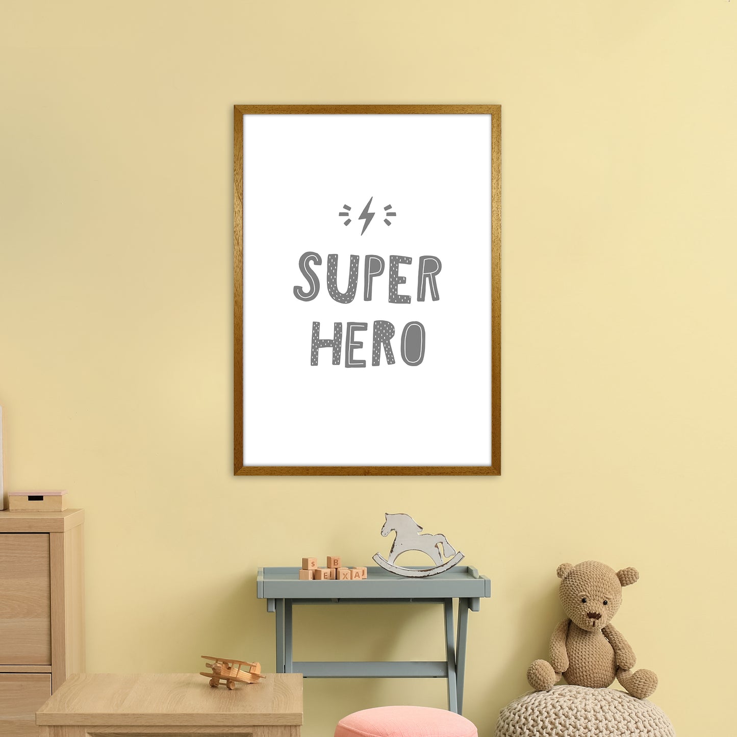 Super Hero Grey Super Scandi Art Print by Pixy Paper A1 Print Only