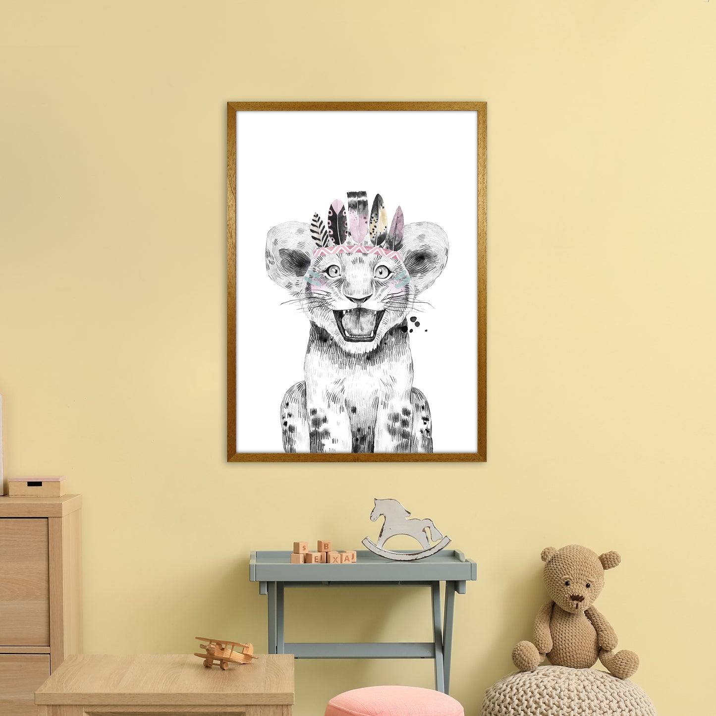 Safari Babies Tiger Feathers Art Print by Pixy Paper A1 Print Only