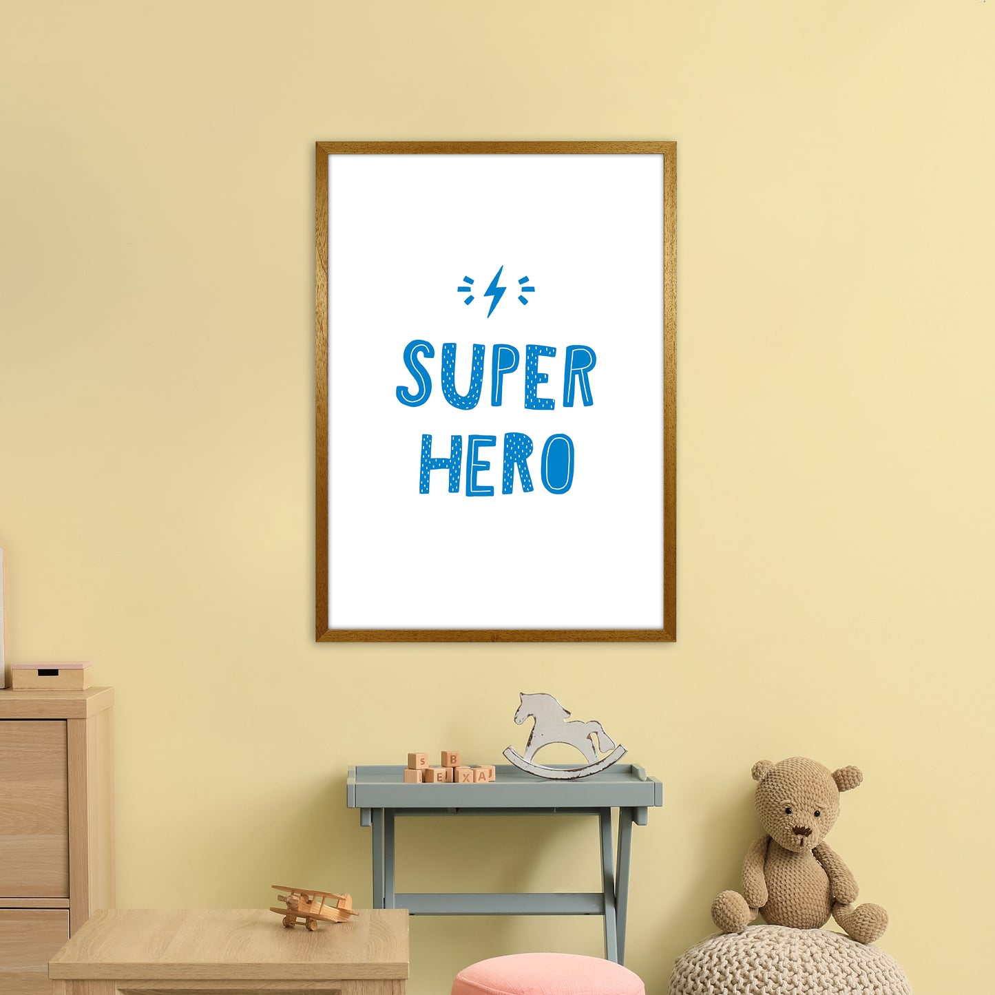 Super Hero Blue Super Scandi Art Print by Pixy Paper A1 Print Only