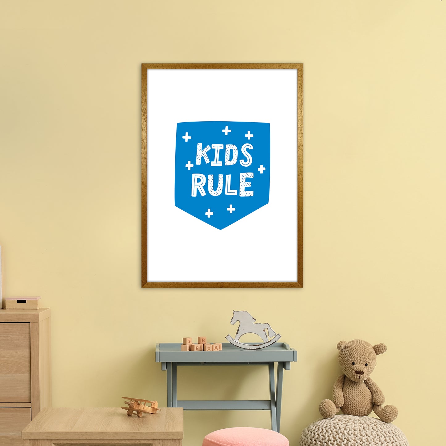 Kids Rule Blue Super Scandi Art Print by Pixy Paper A1 Print Only