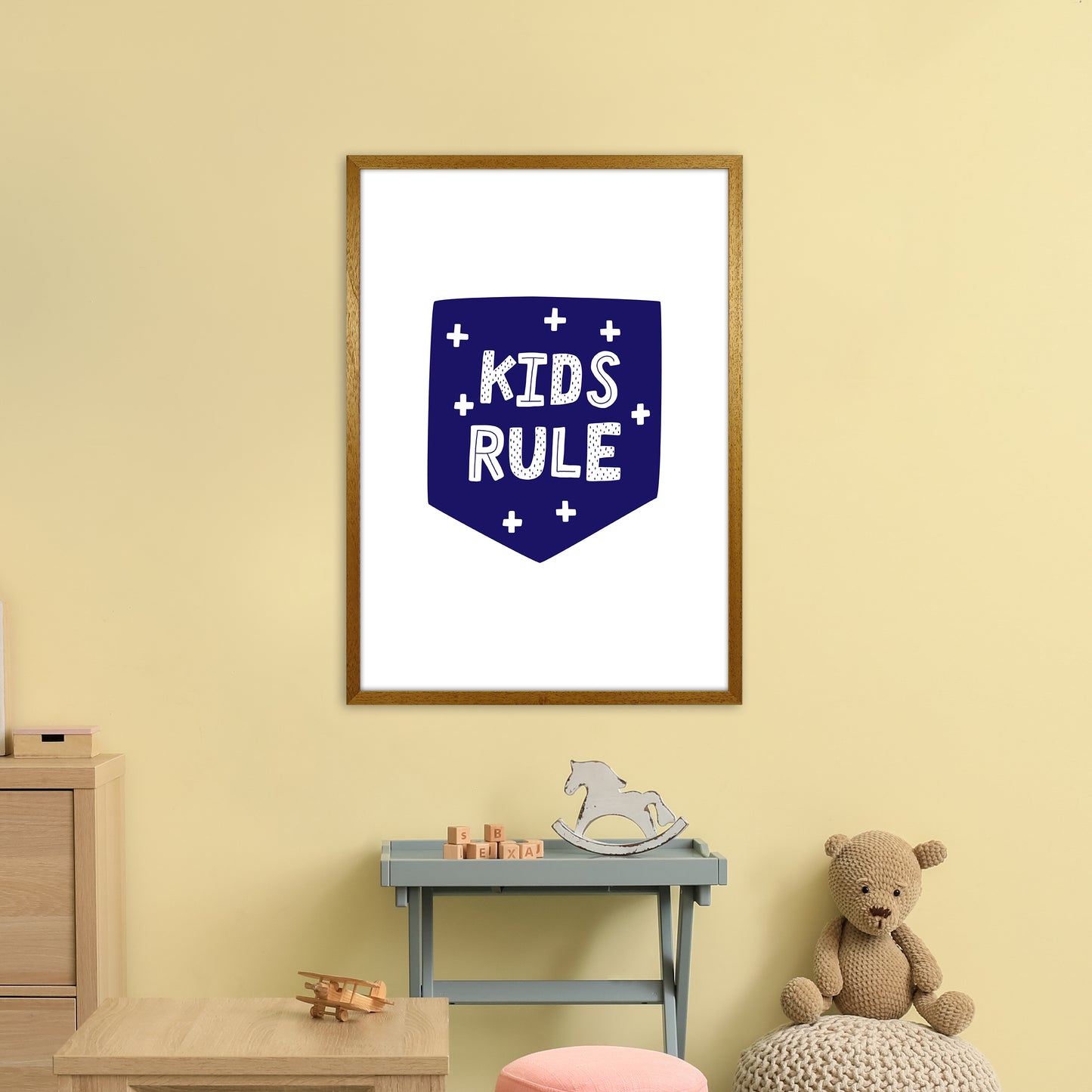 Kids Rule Navy Super Scandi Art Print by Pixy Paper A1 Print Only