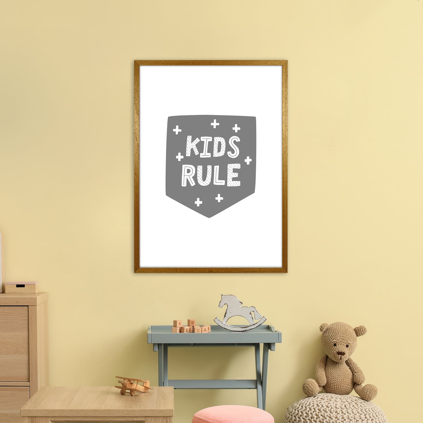 Kids Rule Super Scandi Grey Art Print by Pixy Paper A1 Print Only