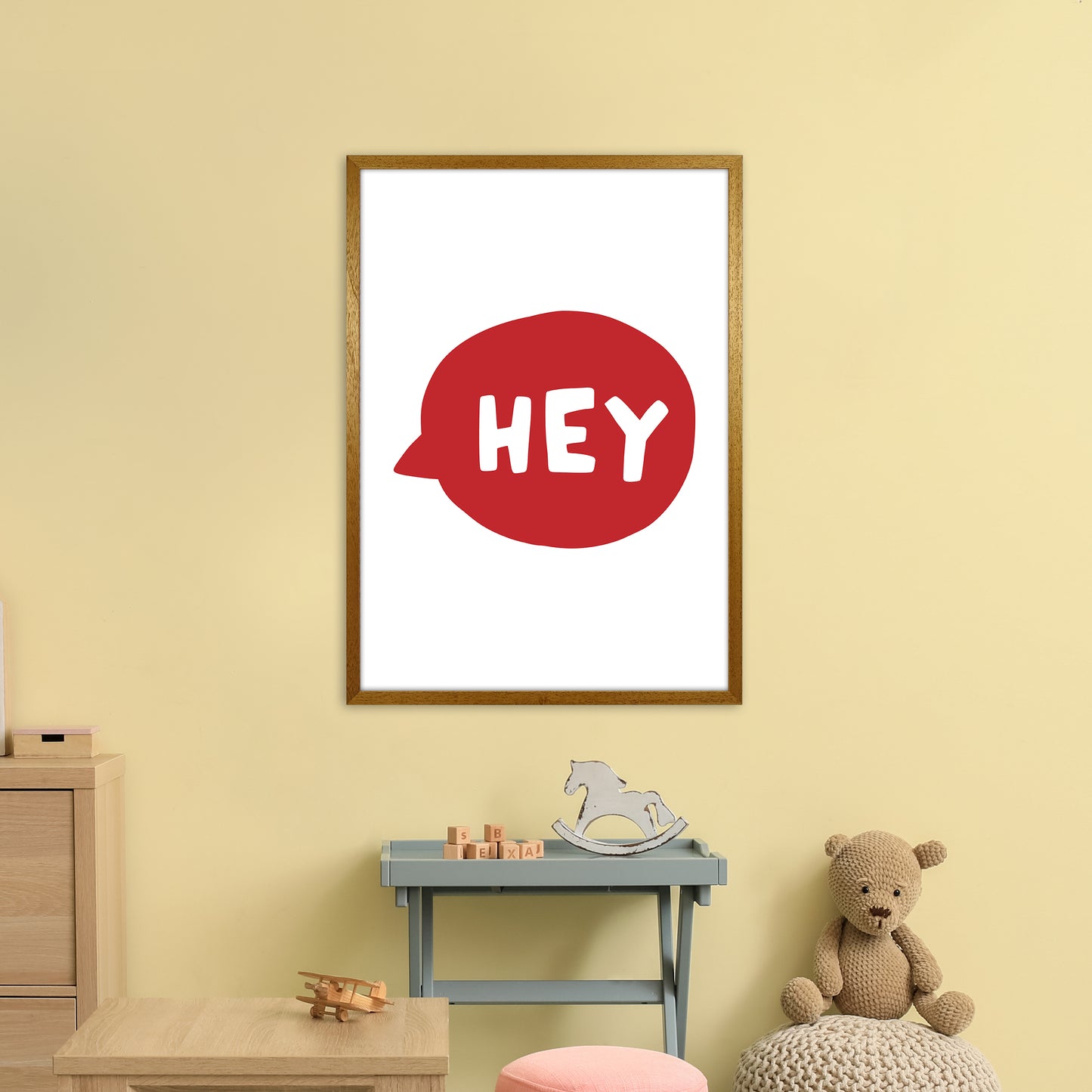 Hey Bubble Red Super Scandi Art Print by Pixy Paper A1 Print Only